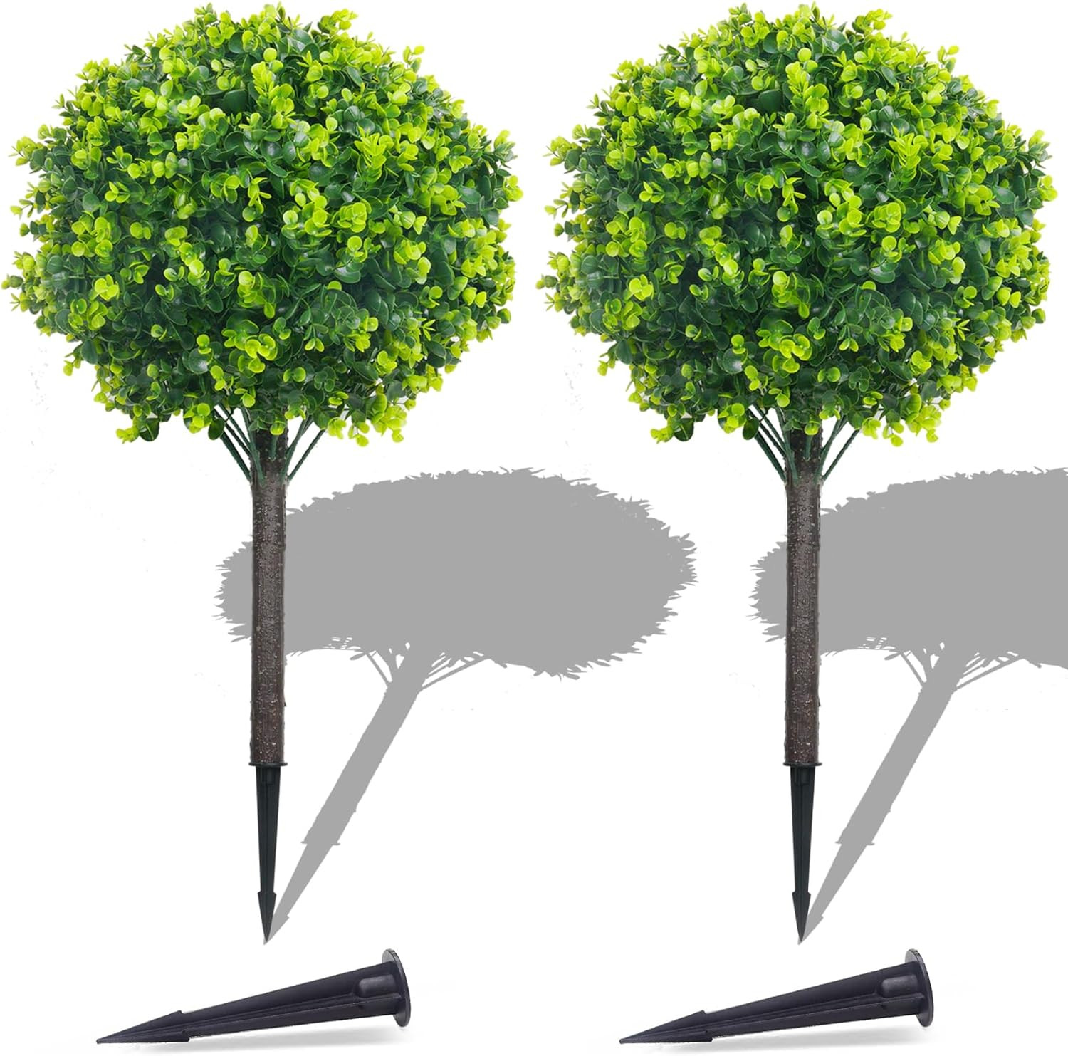 30″ Artificial Boxwood Ball Trees Set of 2 – Lifelike Outdoor Decor