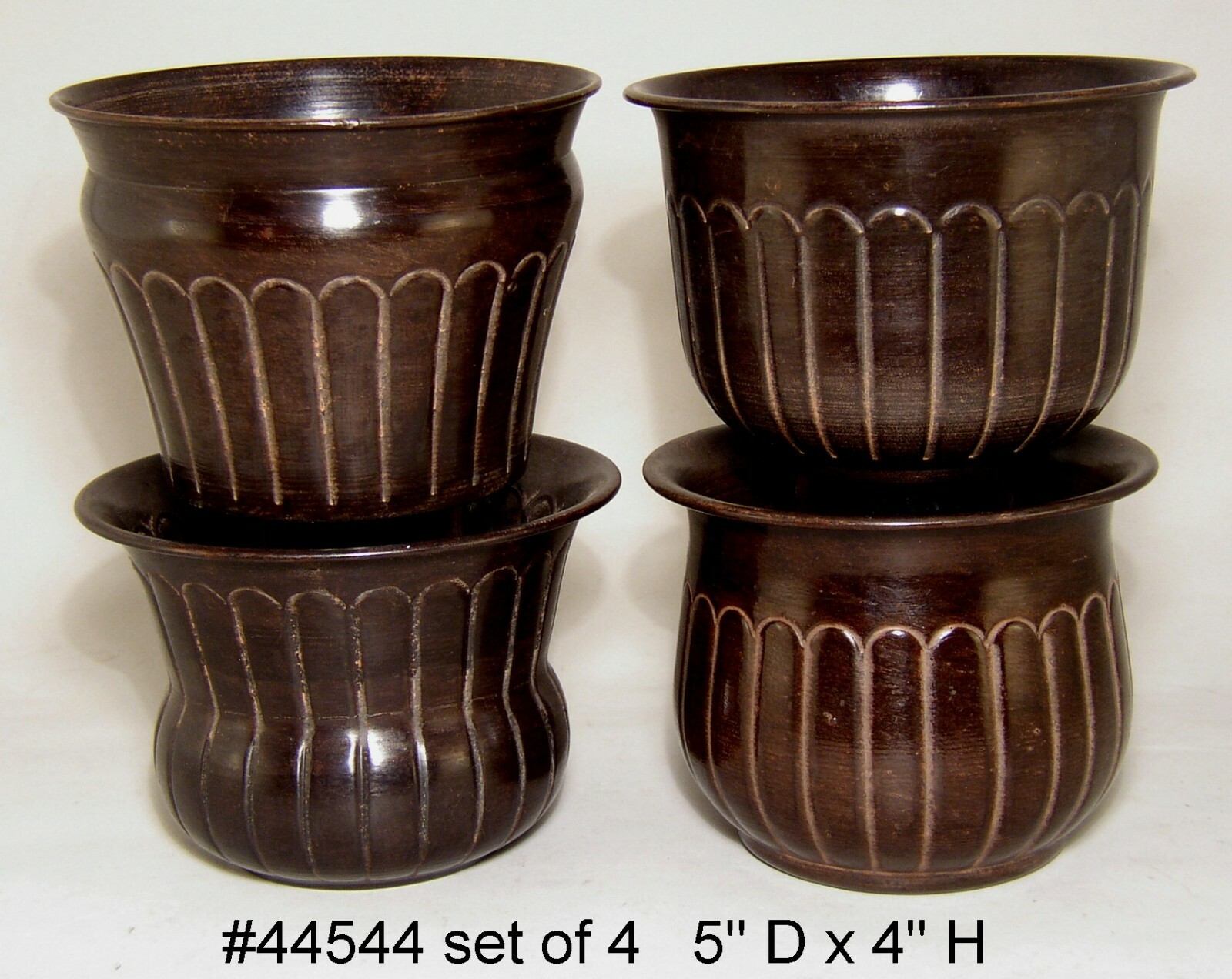 Planter Container Brown Assorted Shapes for Small Plants 5″Dia 4″High Set of 4