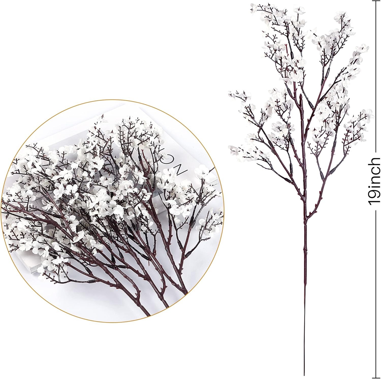Sggvecsy 6 Pcs Babys Breath Artificial Flowers Gypsophila 6Pcs, White