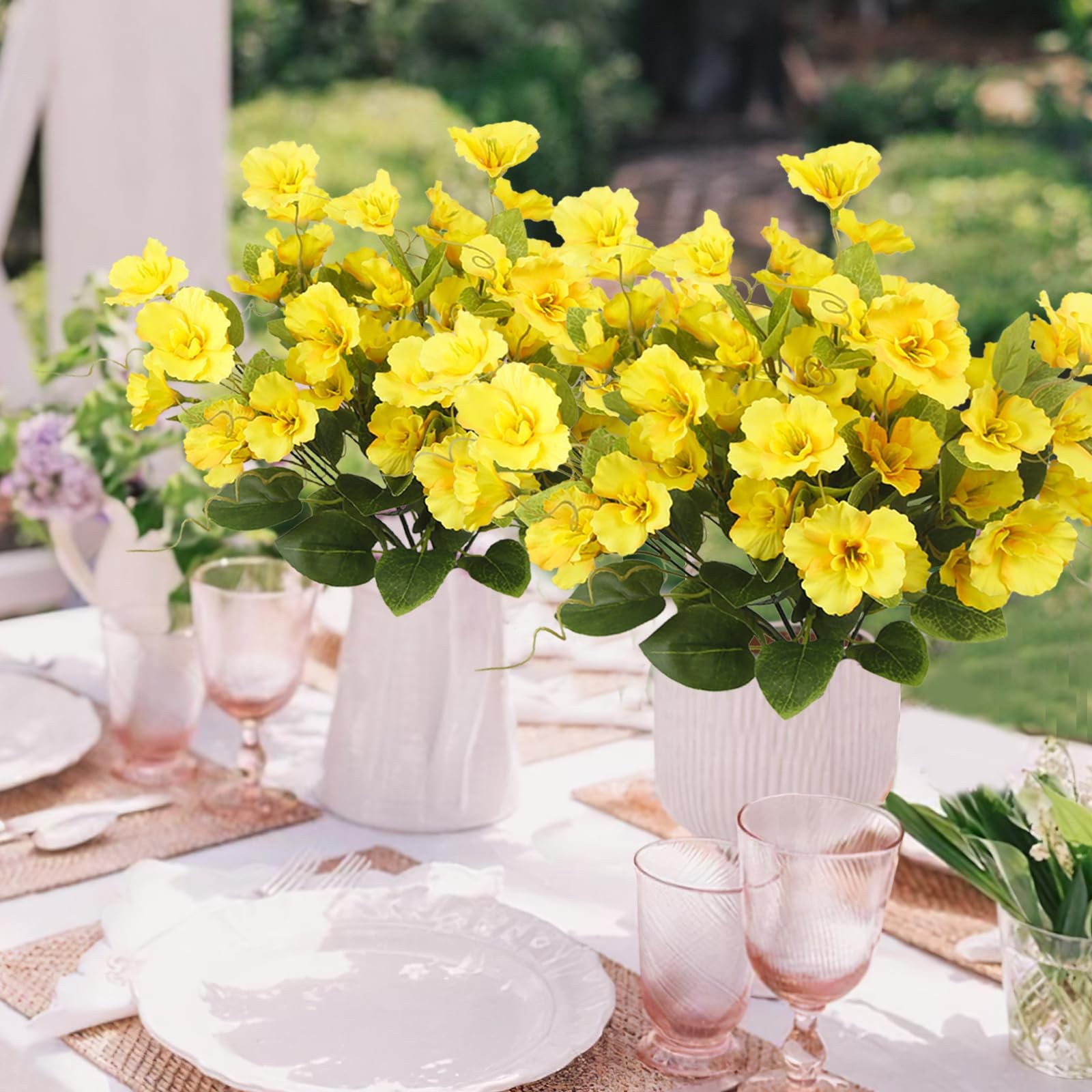 3 Pcs Artificial Flowers for Outdoors Hibiscus Spring Summer Decor Yellow Art…