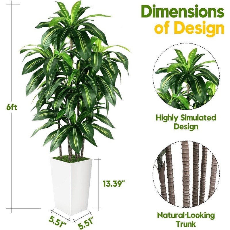 Realistic Artificial Faux Tree Indoor Decoration Easy Assembly Pot Gift New