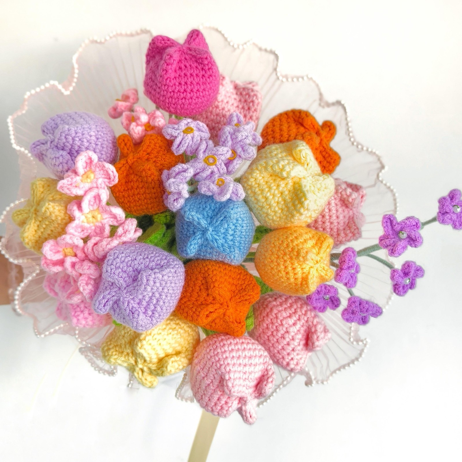 Crochet Rose Bouquet Handmade Yarn Flowers Forever Flower Keepsake Gift for Her
