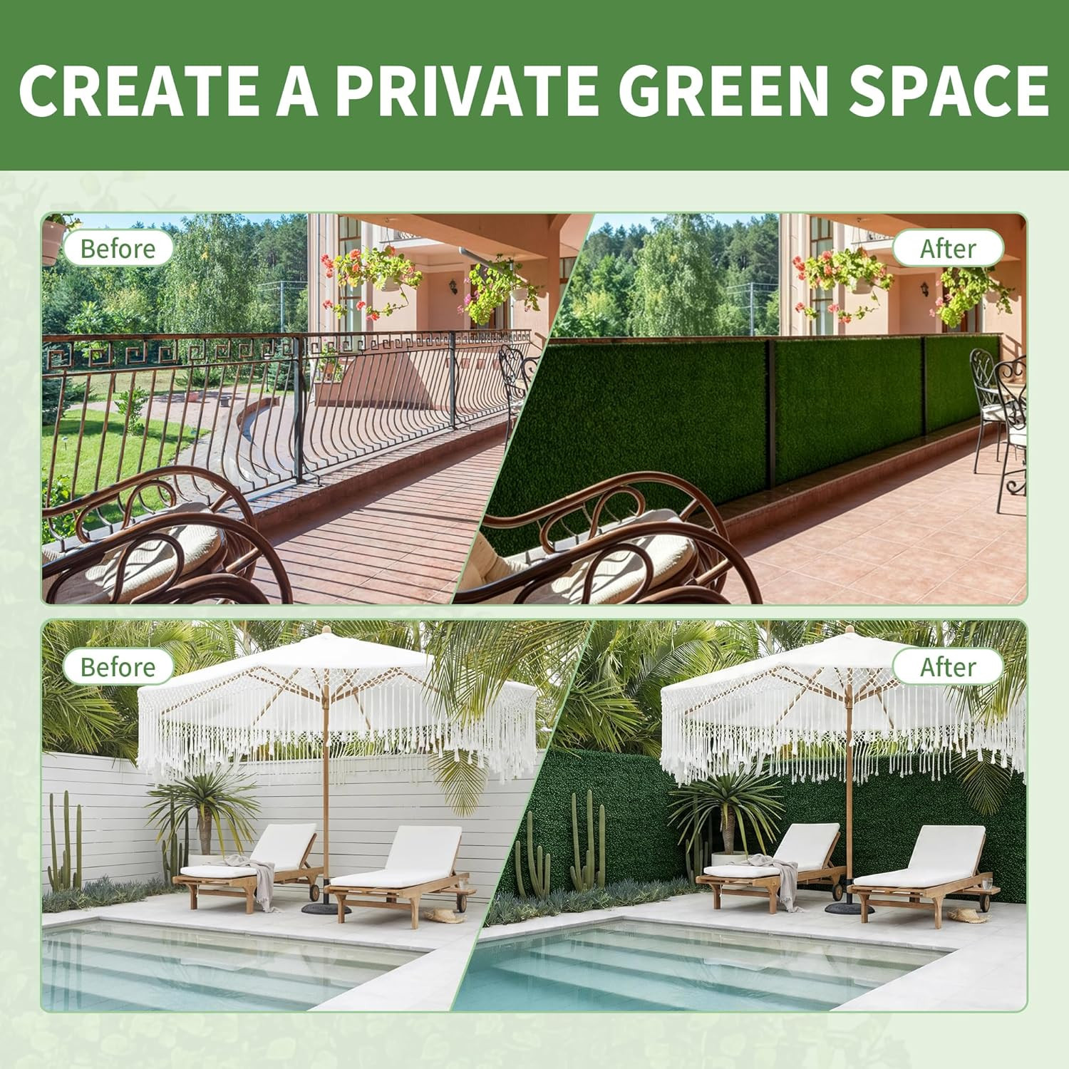 Artificial Grass Wall Panels, 10” X 10” 12 Pack 4-Layer Leaf Uv-Anti Fake Boxwoo