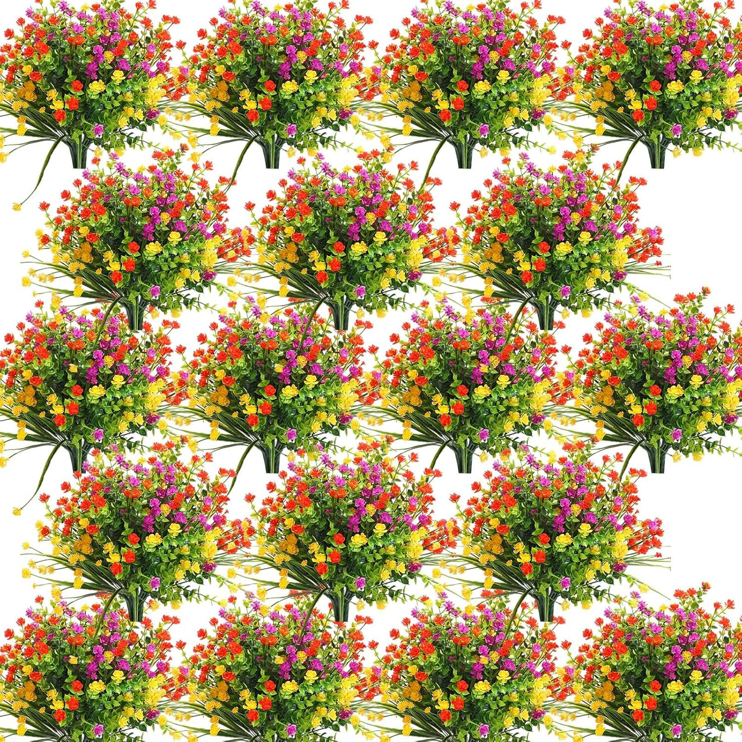 48 Bundles UV Resistant Artificial Flowers for Outdoor Spring & Summer Decor