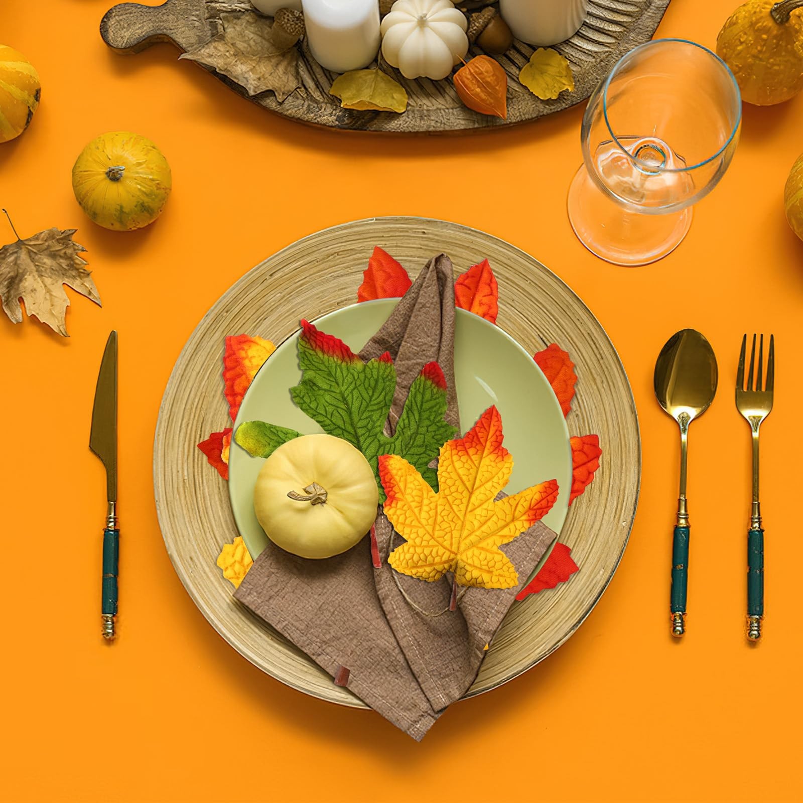 60 PCS Fall Artificial Maple Leave House Decor Craft Thanksgiving Autumn