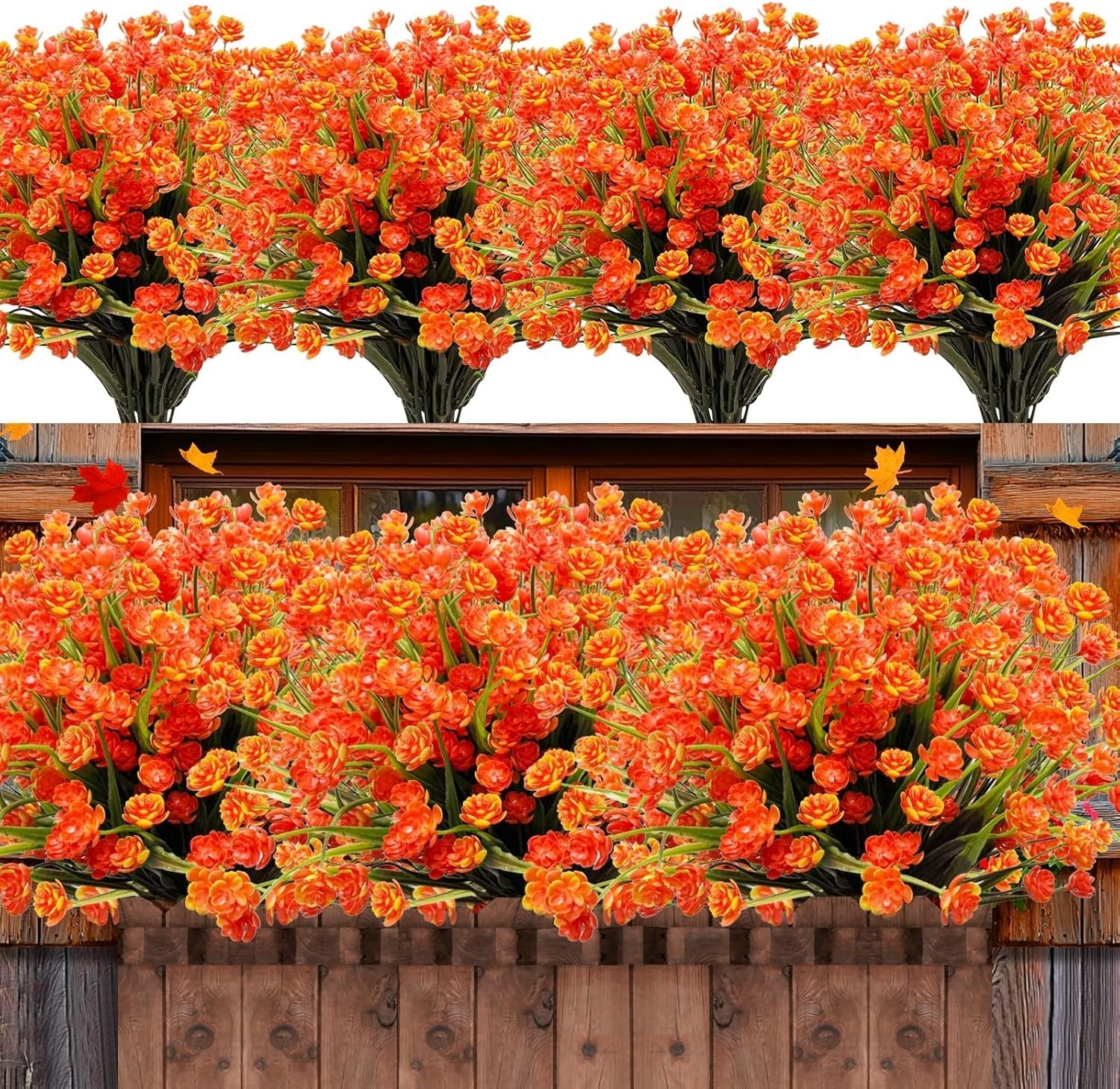 12 Bundles of Realistic UV Resistant Artificial Fall Flowers for Outdoor Decor