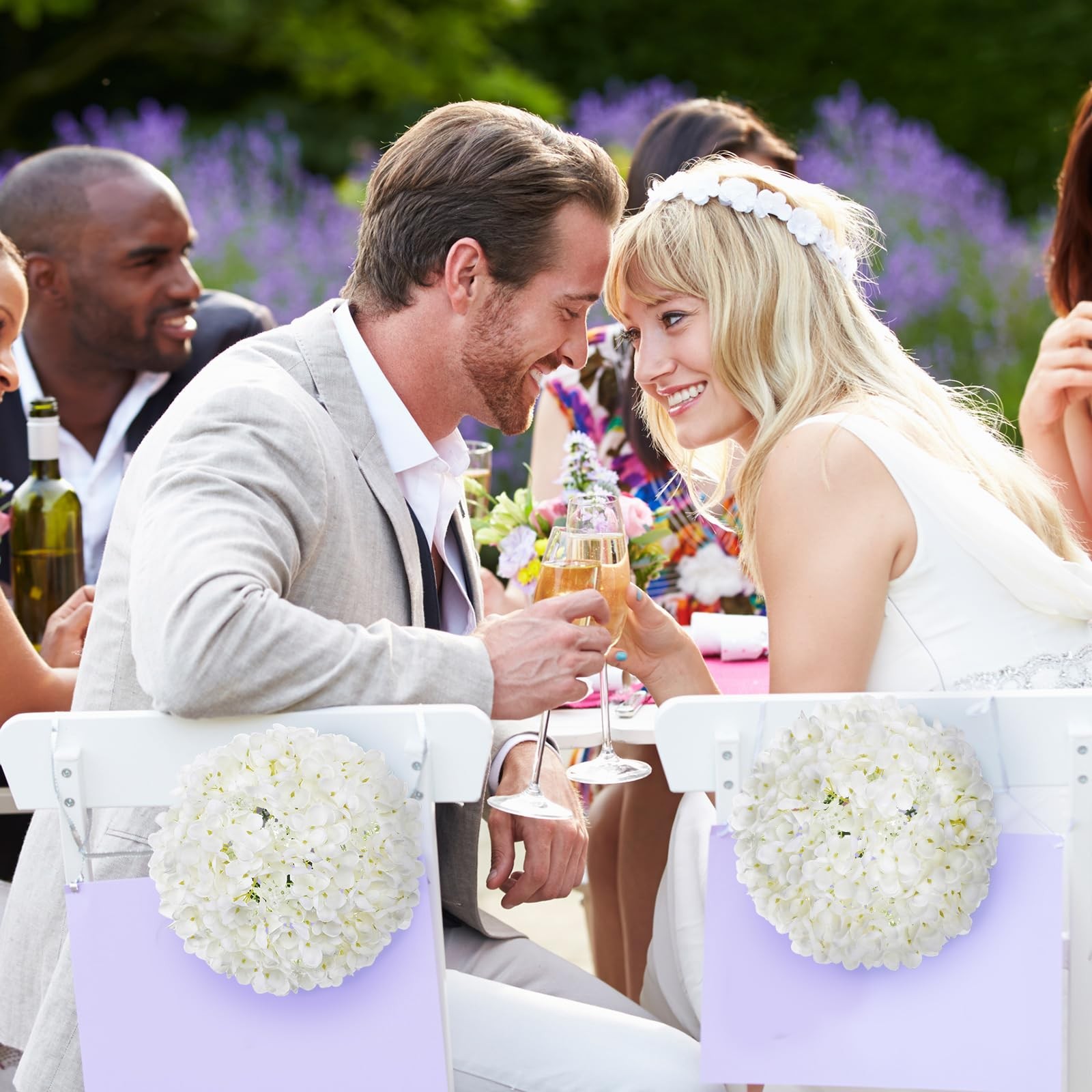 2 Pcs Hydrangea Artificial Flower Balls Arrangement Centerpieces 9.8″ Diamete…