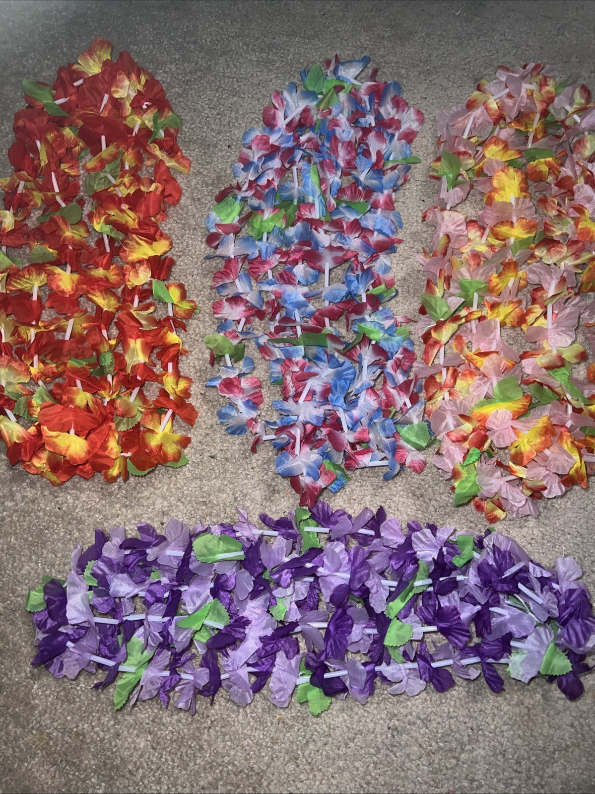 12 Pcs Colorful Hawaiian Leis Tropical Flower Leis for Luau Party Summer Beach