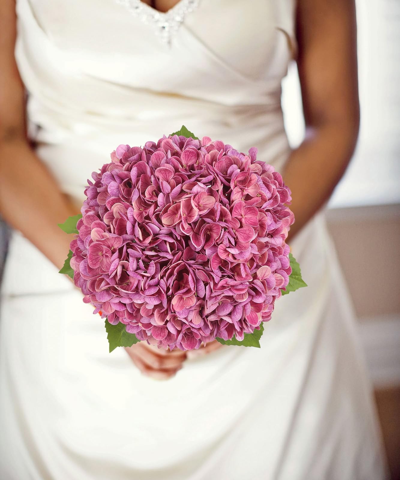 6PCS Real Touch Hydrangea Artificial Flowers Fuchsia Faux Hydrangeas with Sho…