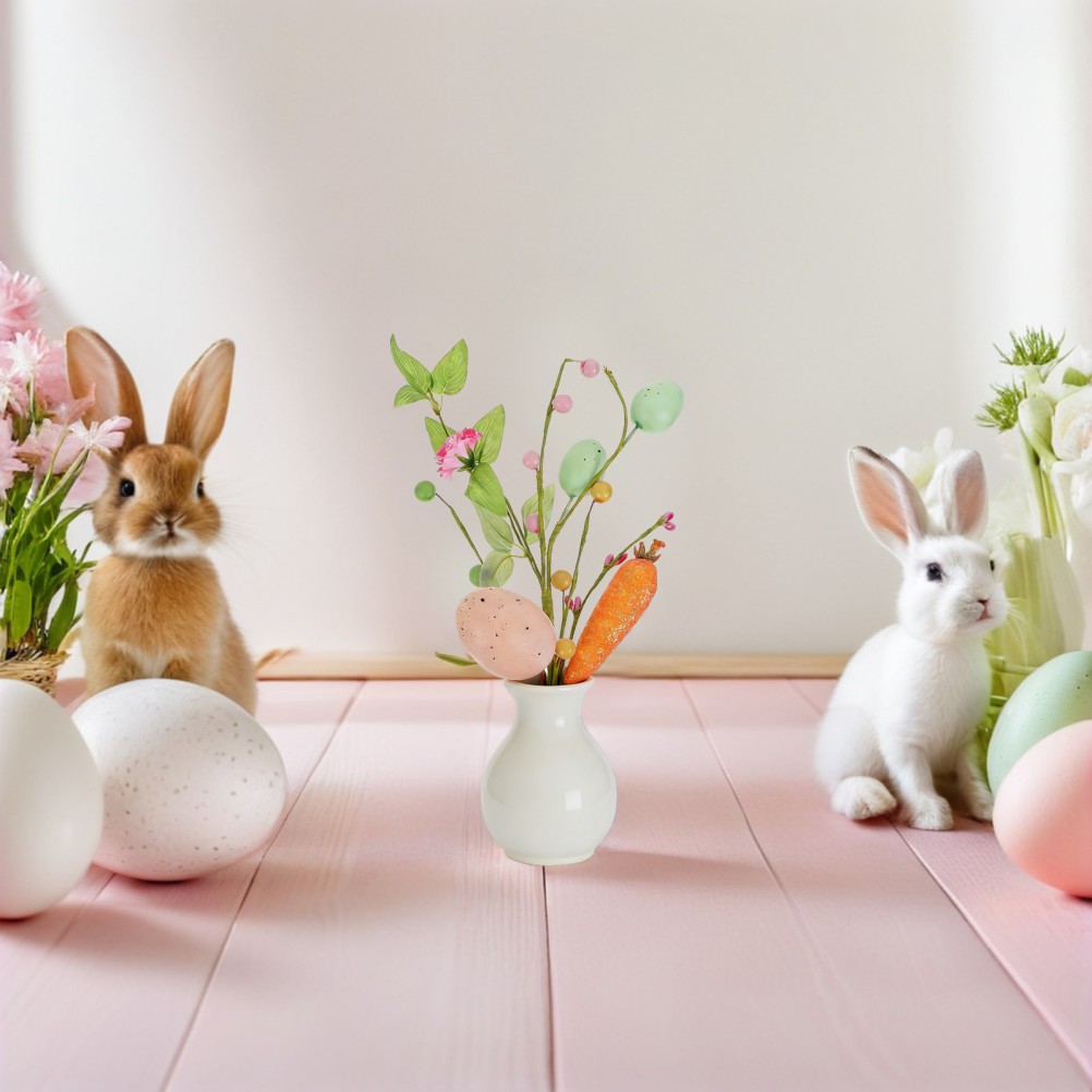 3 Pcs Easter Egg Tree Artificial Eggs Twig Branches Flowers Colorful Picks