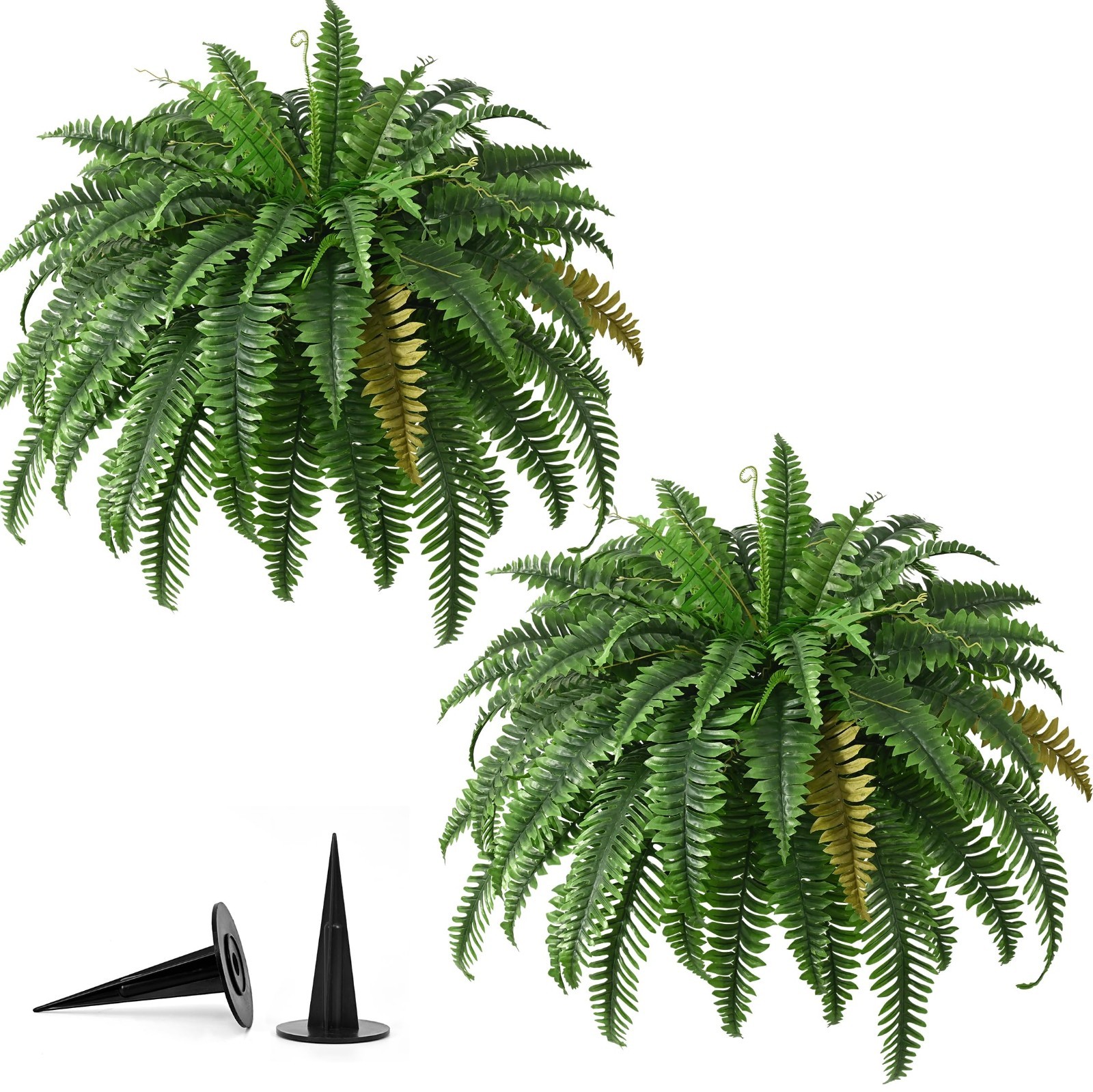 2PCS 45in UV Resistant Fake Ferns – Large Faux Boston Plants for Outdoor Decor,