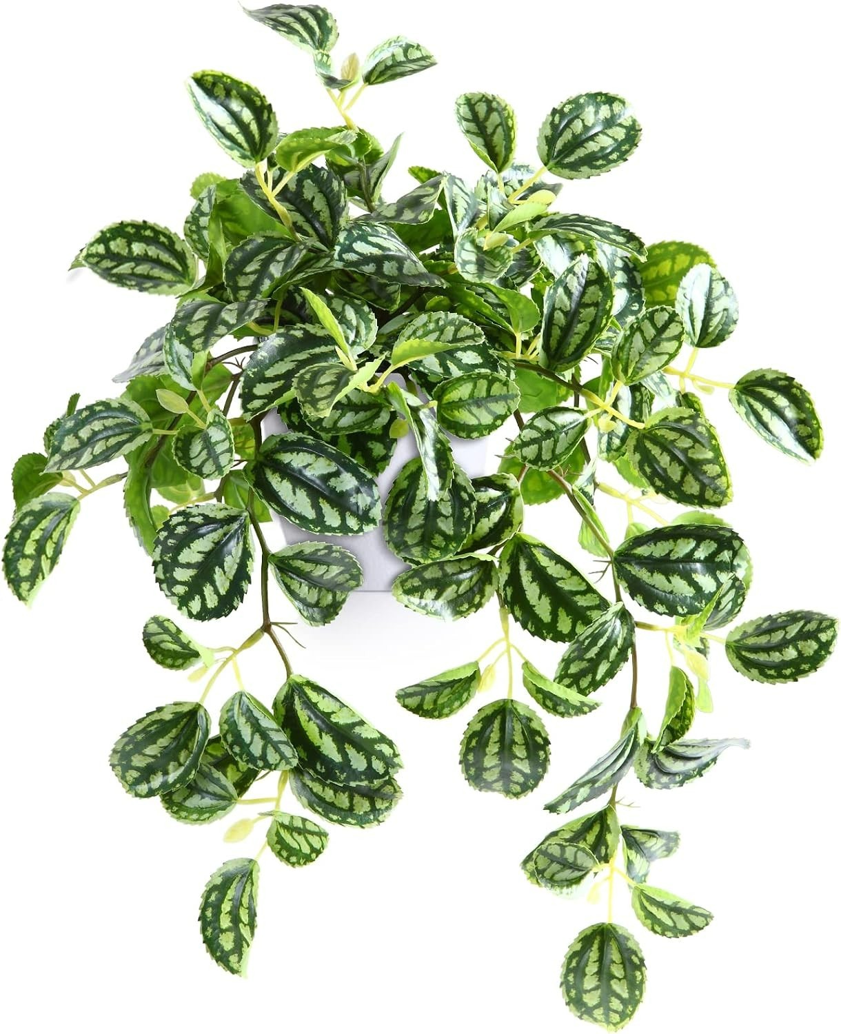 15-Inch Realistic Faux Hanging Plant in Elegant Gold Pot for Indoor & Outdoor
