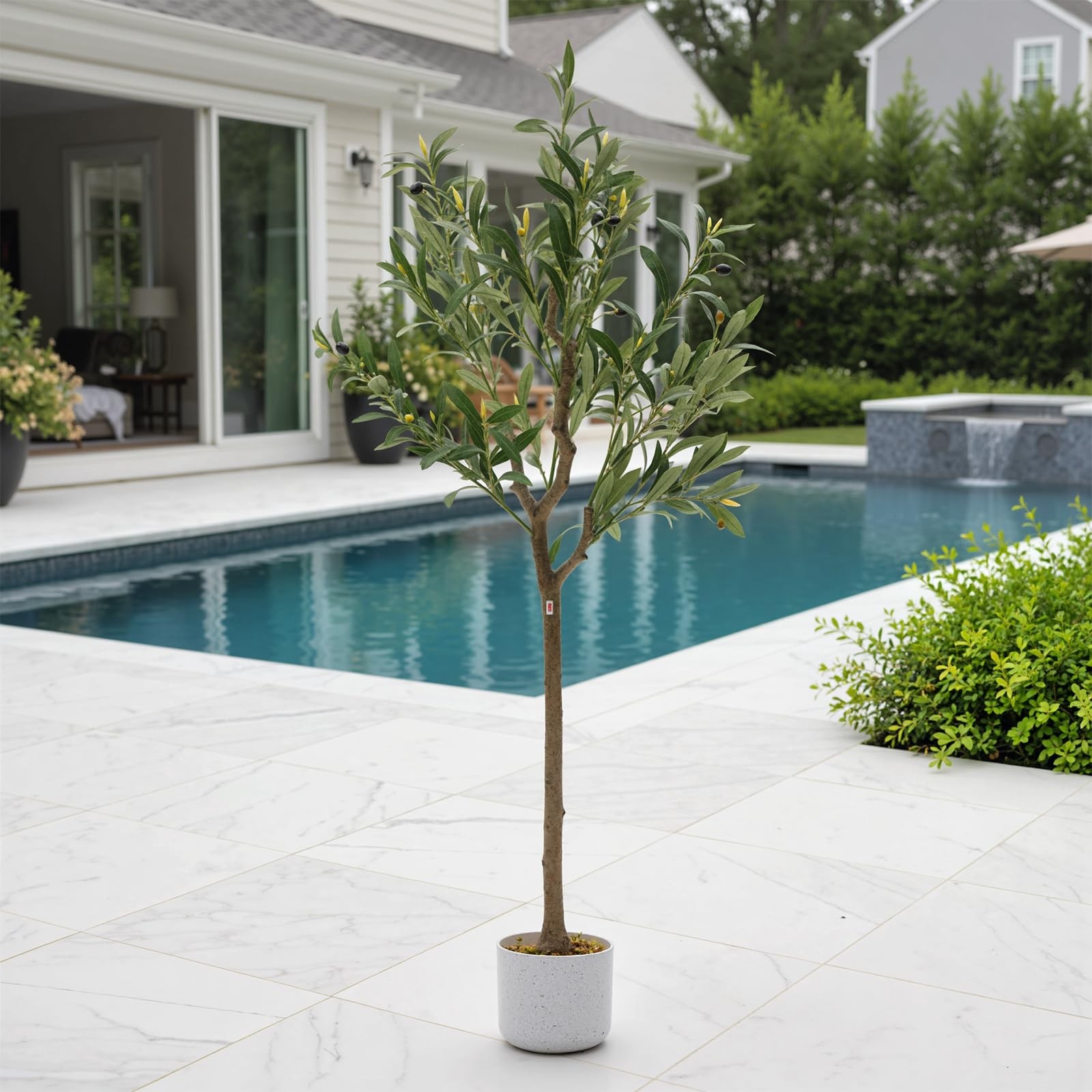 4FT Artificial Olive Tree,Tall Faux Plant with Realistic Olives for Home Decor