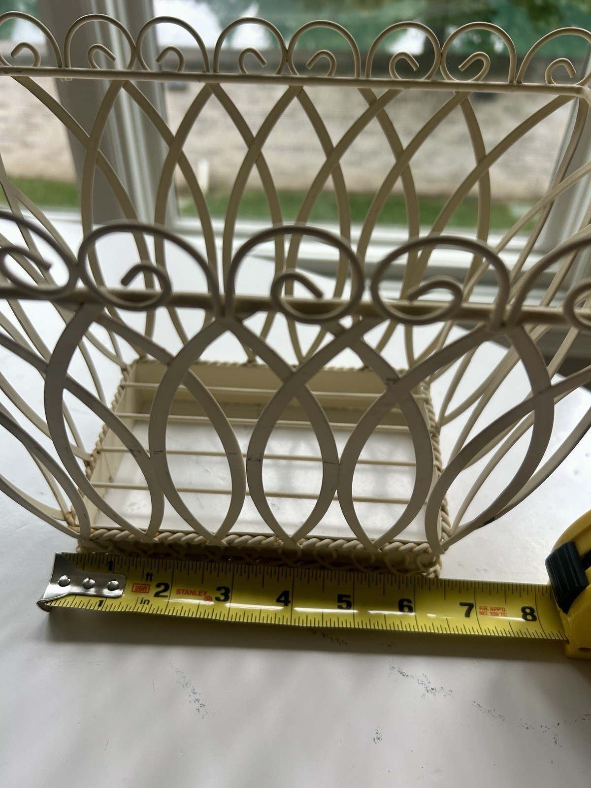 Vtg Metal Wire Basket Shabby Chic French Country Cachepot Plant Pot Holder