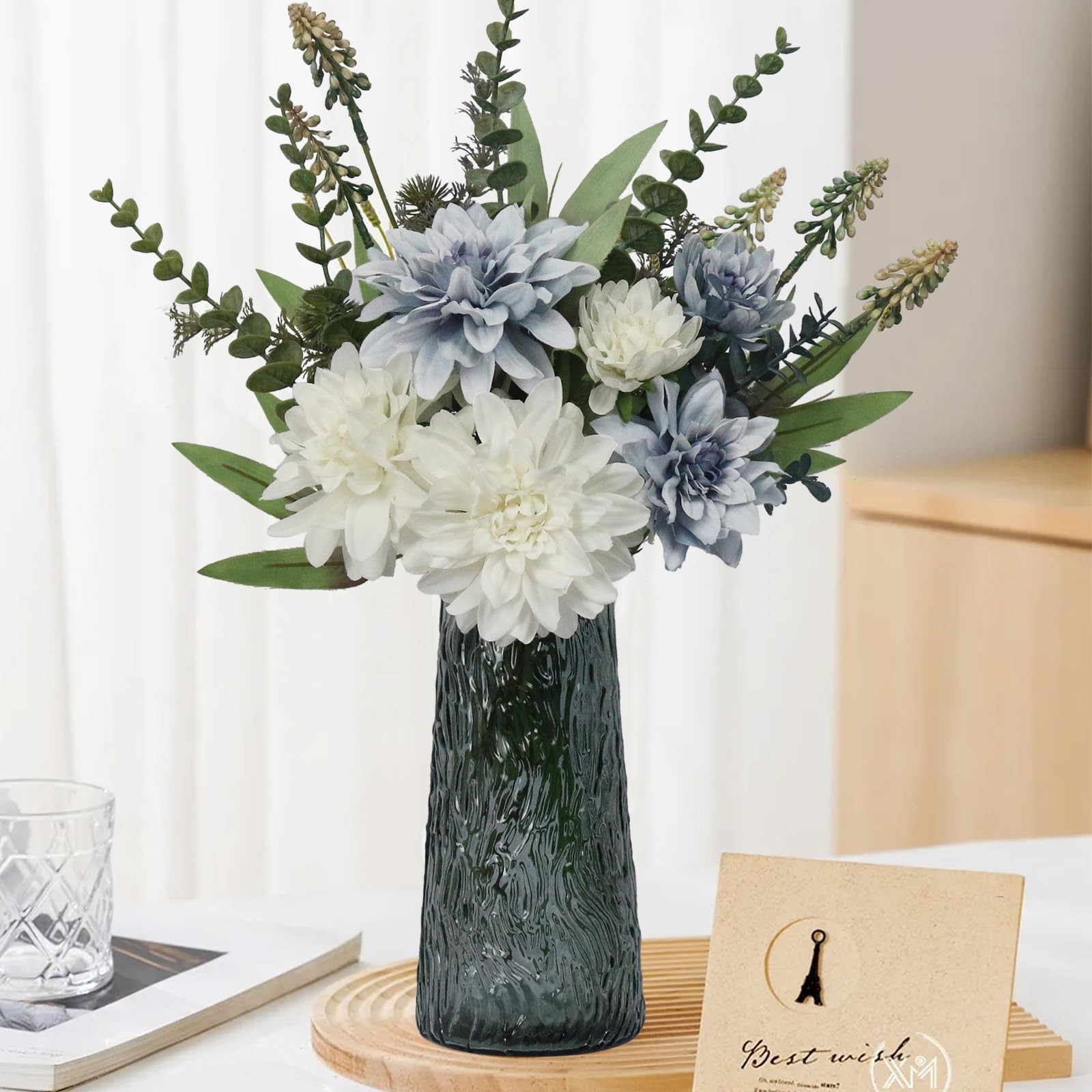 Silk Artificial Fake Flowers In Vase Faux Plants Centerpiece Table Decorations
