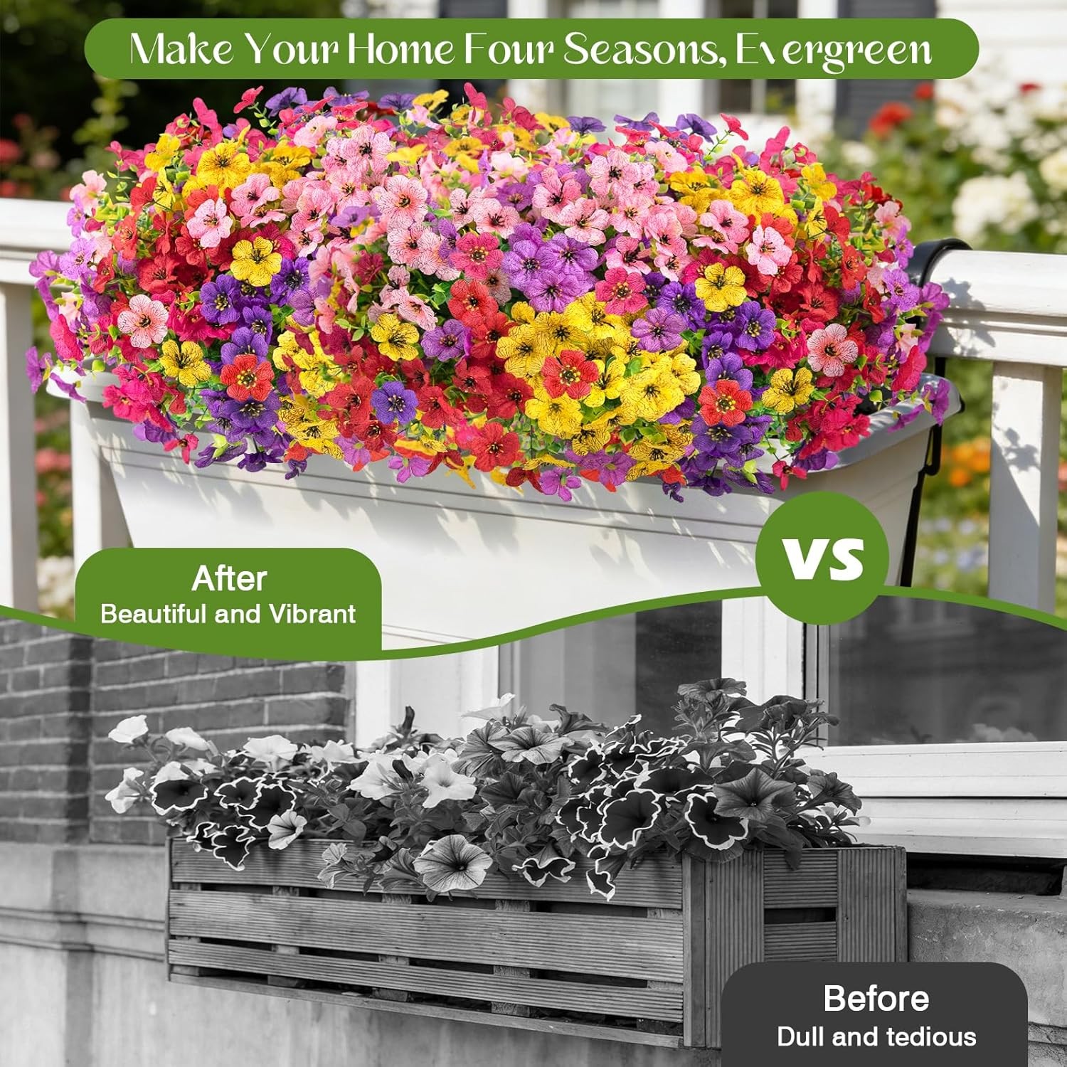 12 Bundles Artificial Flowers for Outdoors Fake Silk Plastic Flowers for