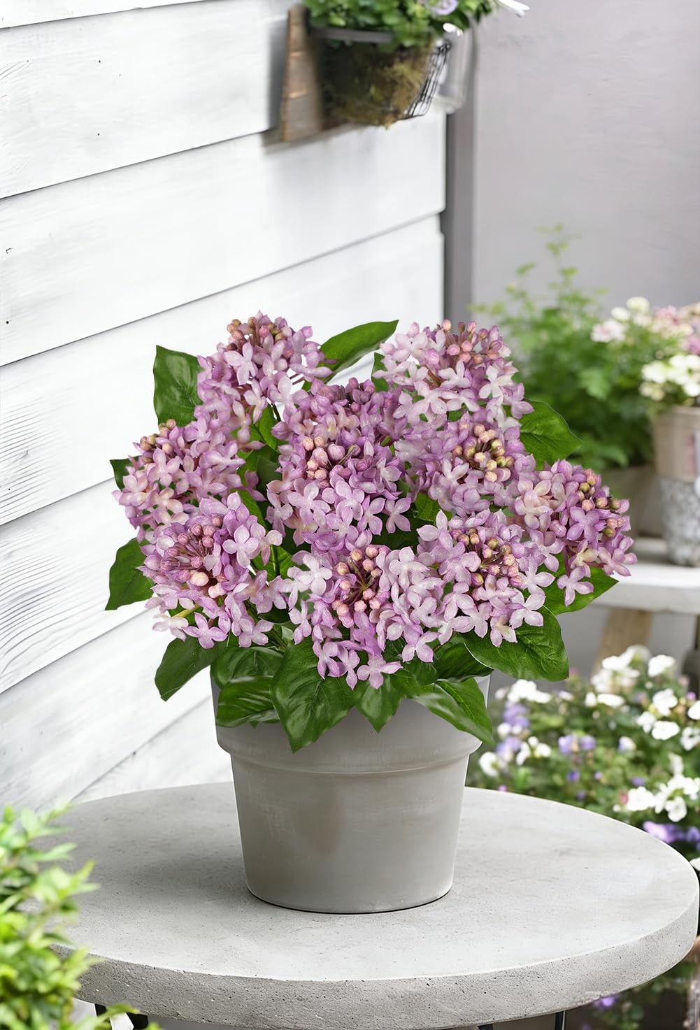 Purple Hydrangea Artificial Flowers 2 Bouqutes, 15.7″ Real Touch Faux Hydrang…