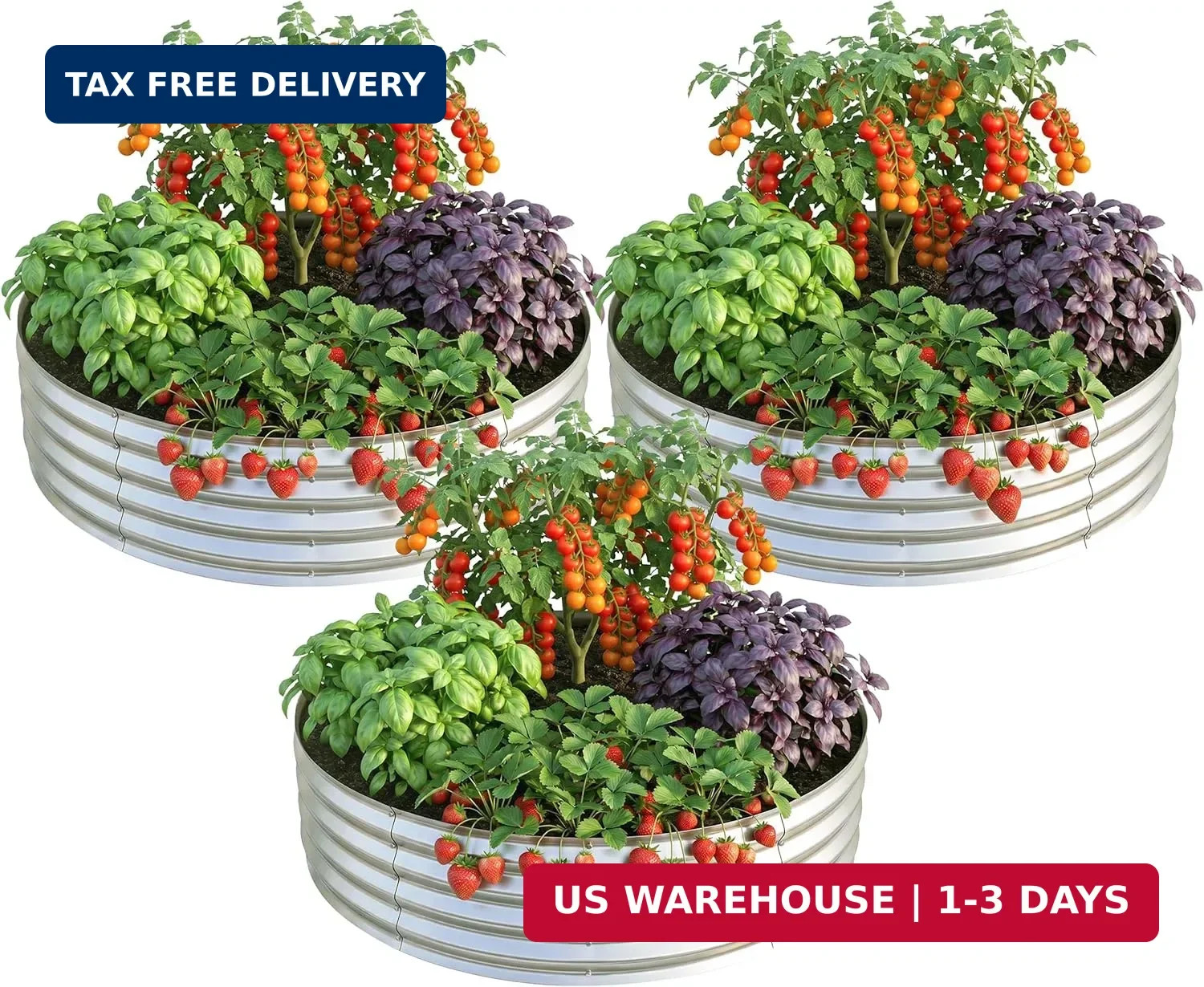 Utopia Home Galvanized Raised Garden Bed Kit 2x2x1 Ft, Planter Box Round Raised