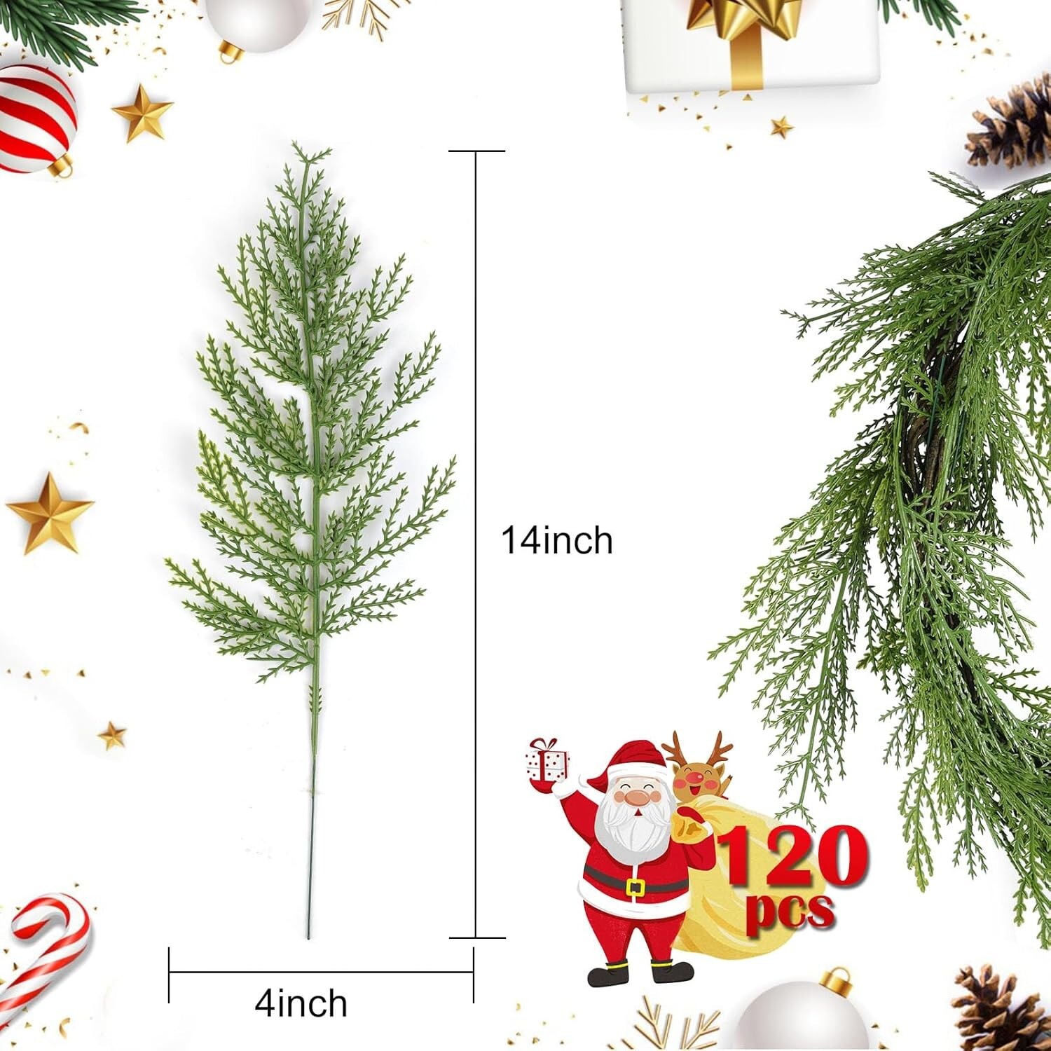 Vibrant 120 Count Faux Pine and Cedar Twigs for Indoor and Outdoor Holiday Decor