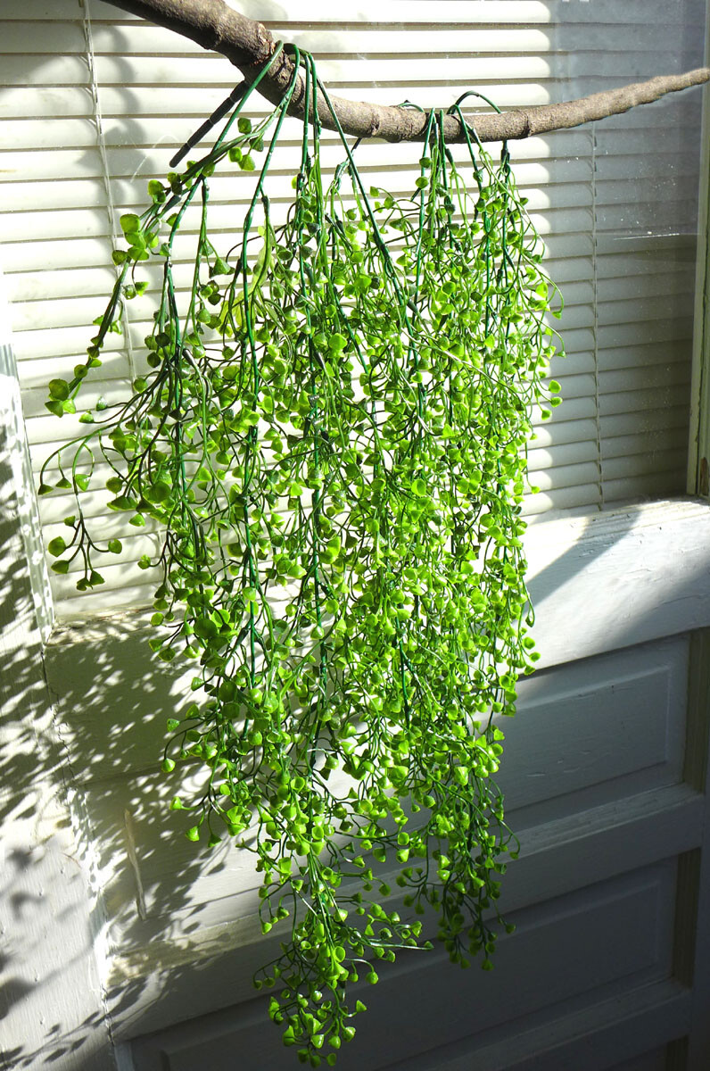 2 Pcs Green Plastic Admiralty cane rattan Artificial Plant Hangings (V7)
