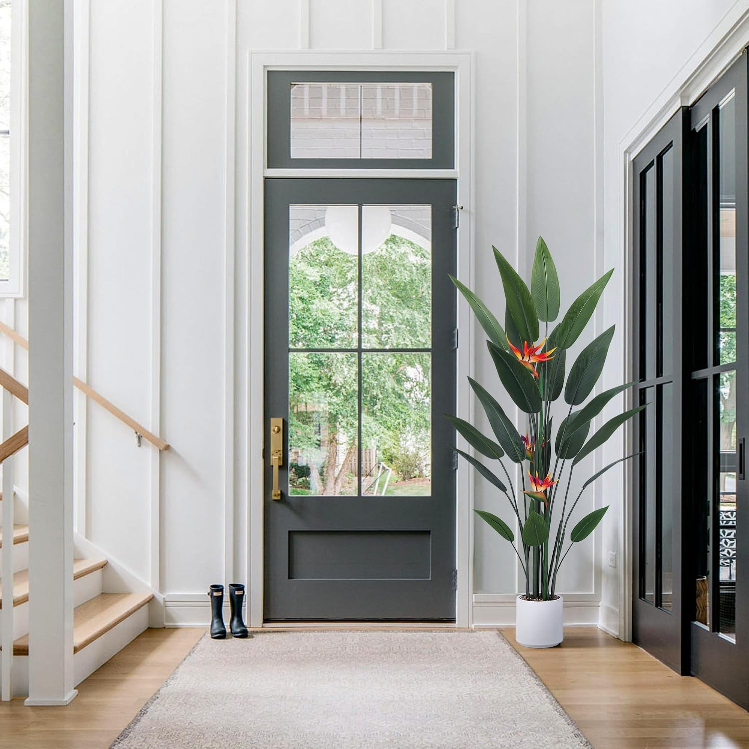 Artificial Bird of Paradise Plant 60In(5Ft) Tall Fake Banana Leaf Plant for Indo