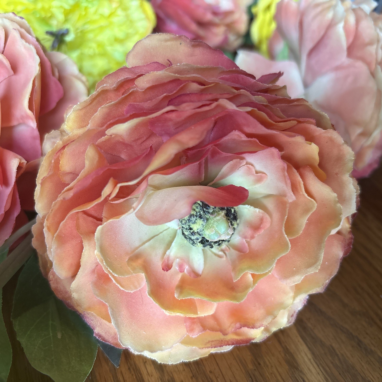 High-End Silk Flowers In Yellow And Orange, 4 Of Each