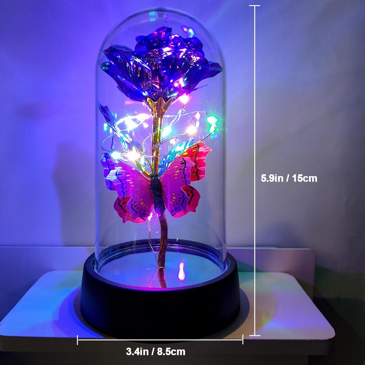 Gift for Women Gift for Mother Forever Rose Light Up Glass Dome Gift, Brand New