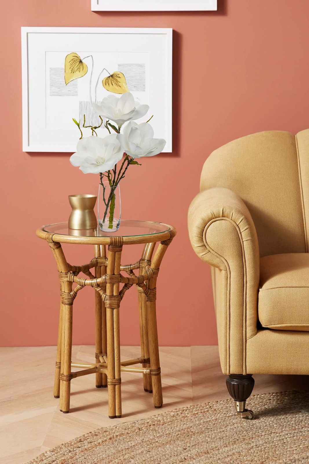 Faux Flowers in Vase 15.4 Inch Magnolias Arrangement Real Touch Wedding