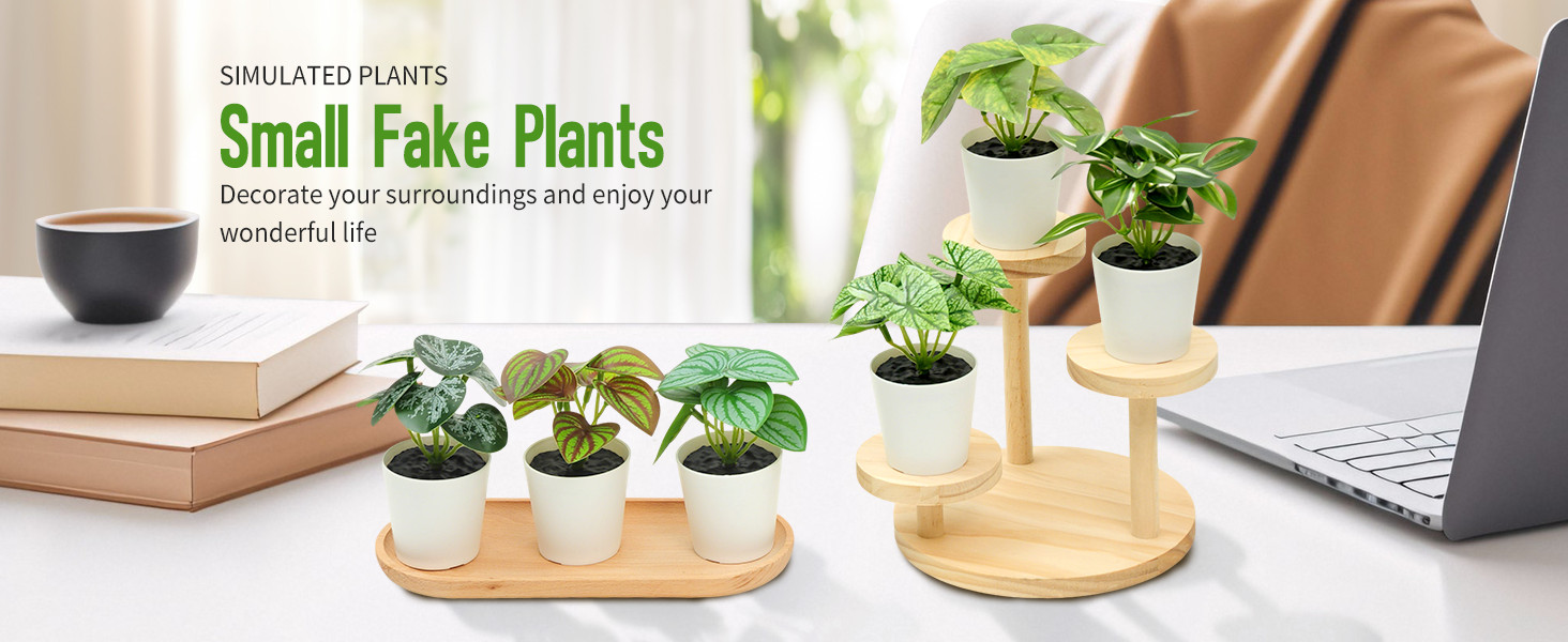 6 Pack Fake Plants for Room Decor,Mini Artificial Potted Plants for Home Office