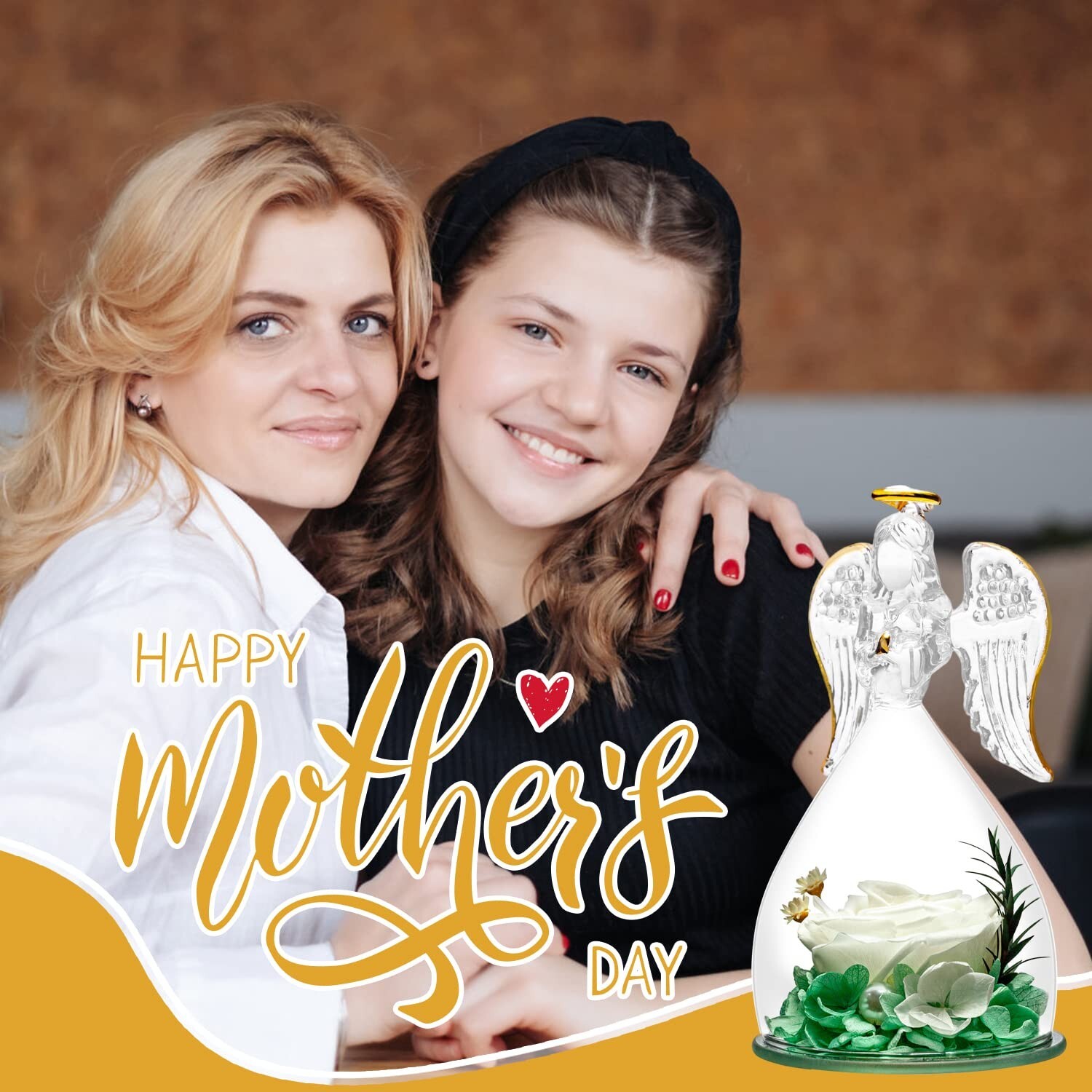 ANWEAO Mothers Day Flowers Gift for Mom,Glass Angel Figurines Preserved Real …
