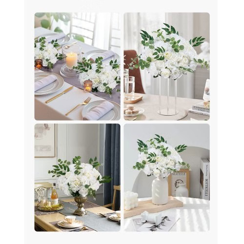 Flower Balls Arrangement Bouquet 10 PCS, 17.7-Inch Diameter Artificial Flower Ba
