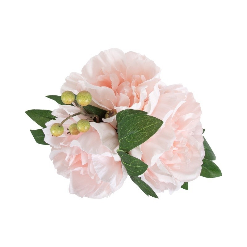 Artificial White Peony Floral Arrangement in Black Vase Home Decor Accent New