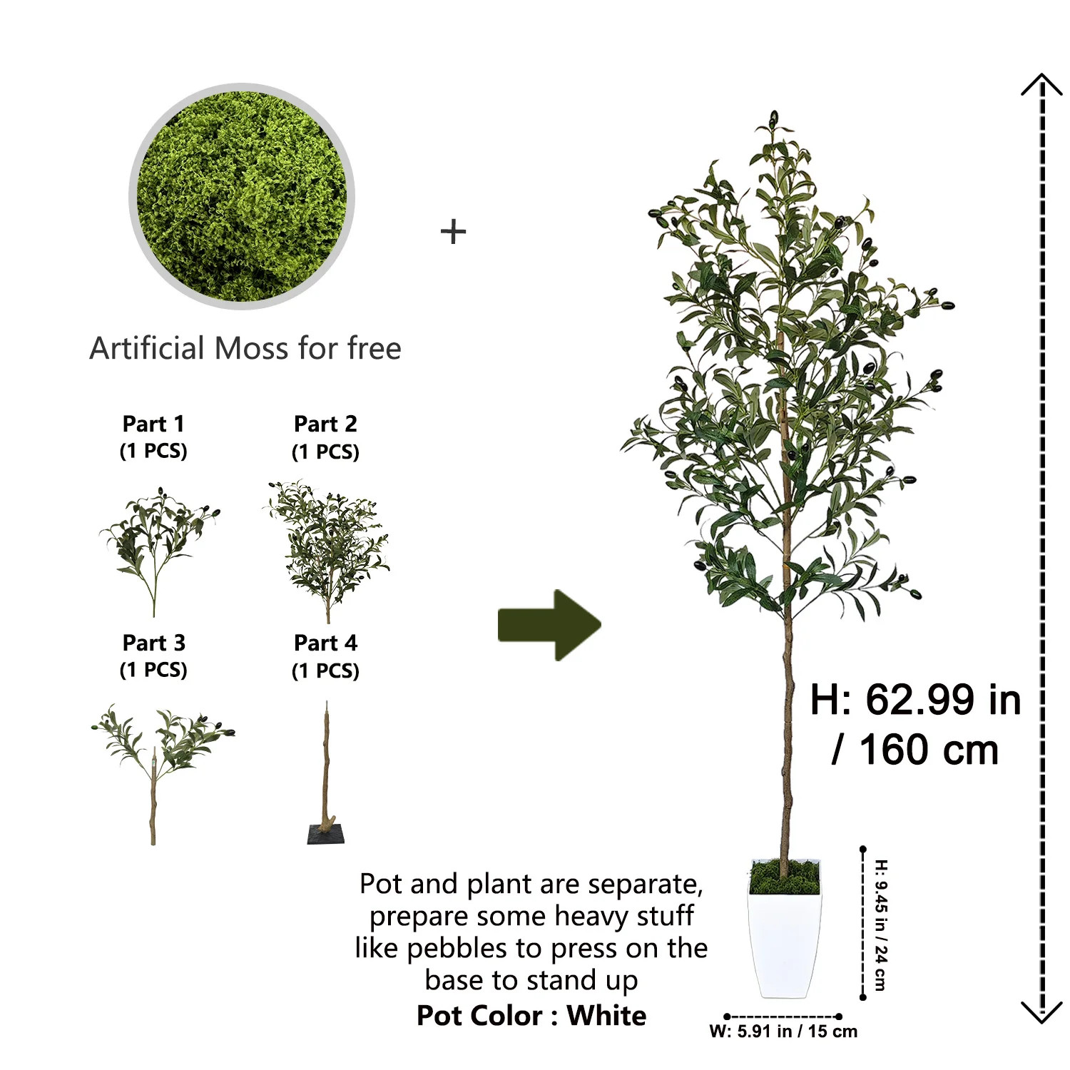 120-180cm Artificial Olive Tree Branch Without Pot Modern Minimalist Fake Plant