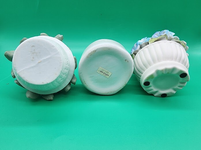 3 Vintage Porcelain Flower Basket Set