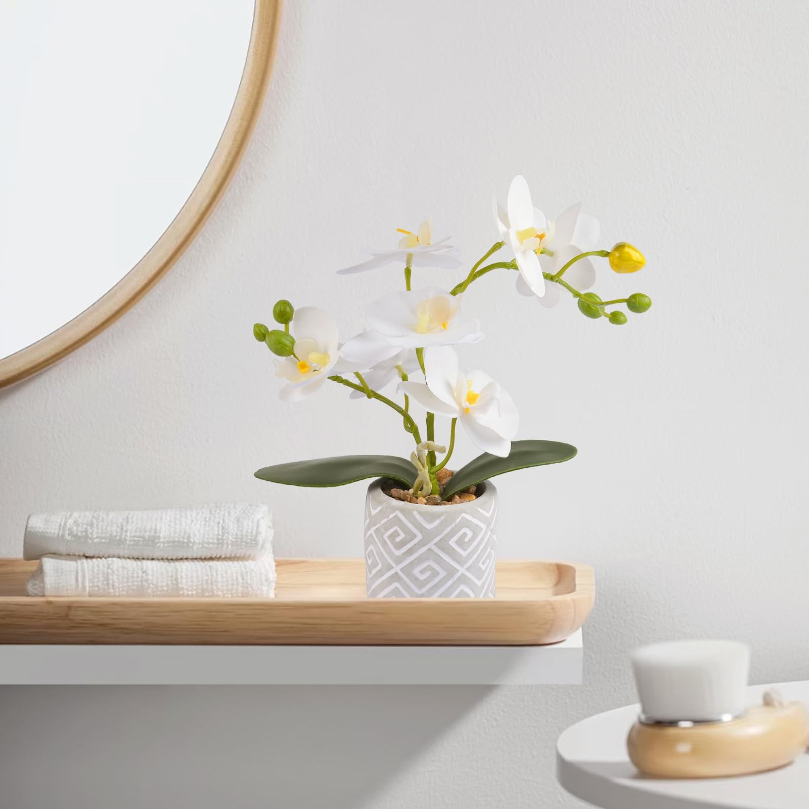 Artificial Orchids Flowers in Pot Real Touch Faux Orchids Flowers with Vase S