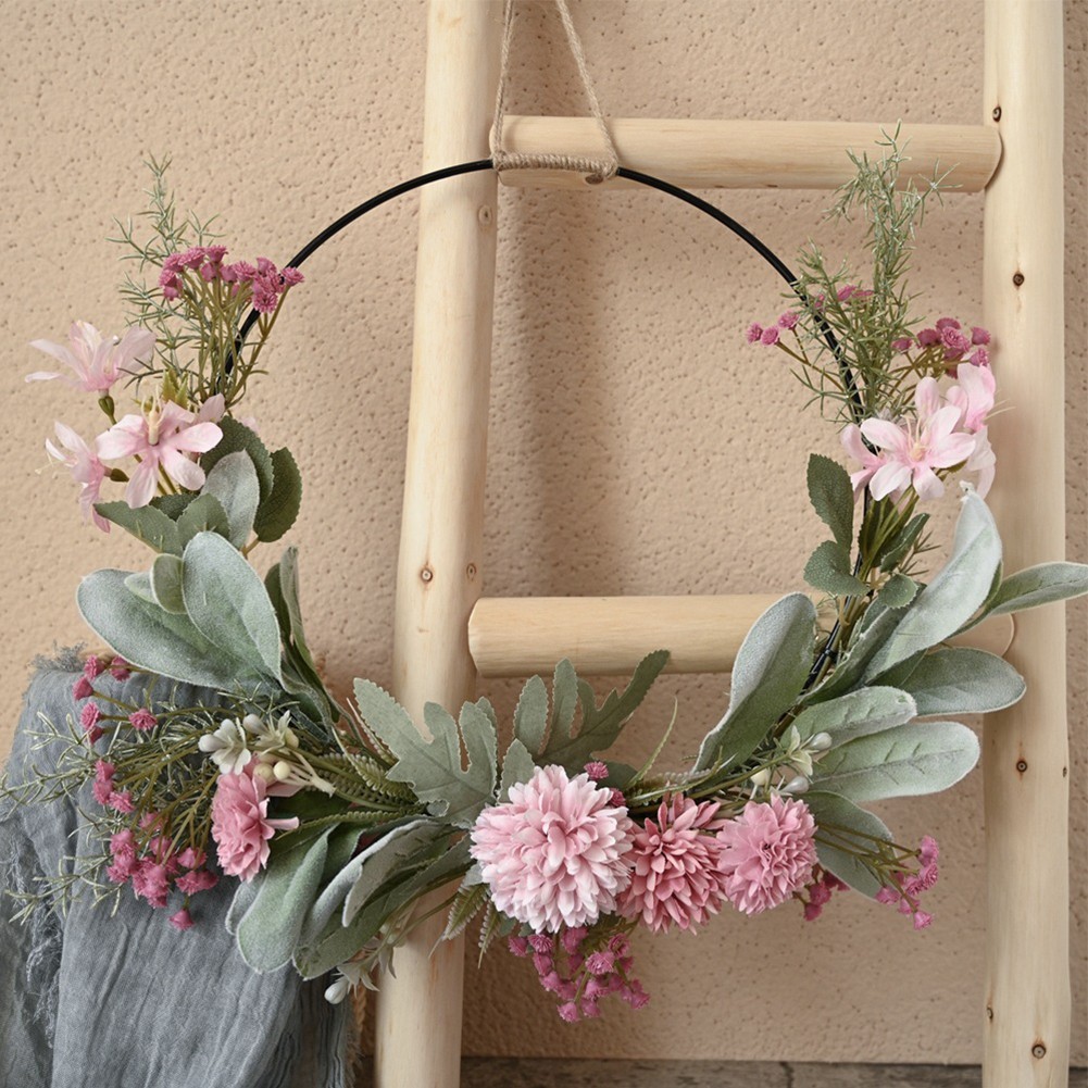 41cm Door Wreath with Dahlia and Green Leaves for Indoor and Outdoor Use