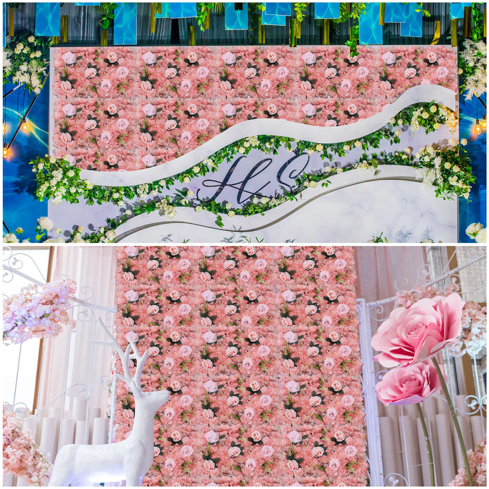 12 Pcs Flower Wall Panel, Artificial Flower Backdrop, Flower Panels for Backdrop