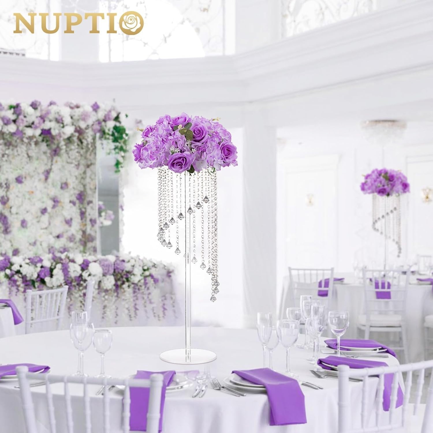 NEW 2 Purple 14.2″ Artificial Flower Balls Centerpieces for Wedding S2-1