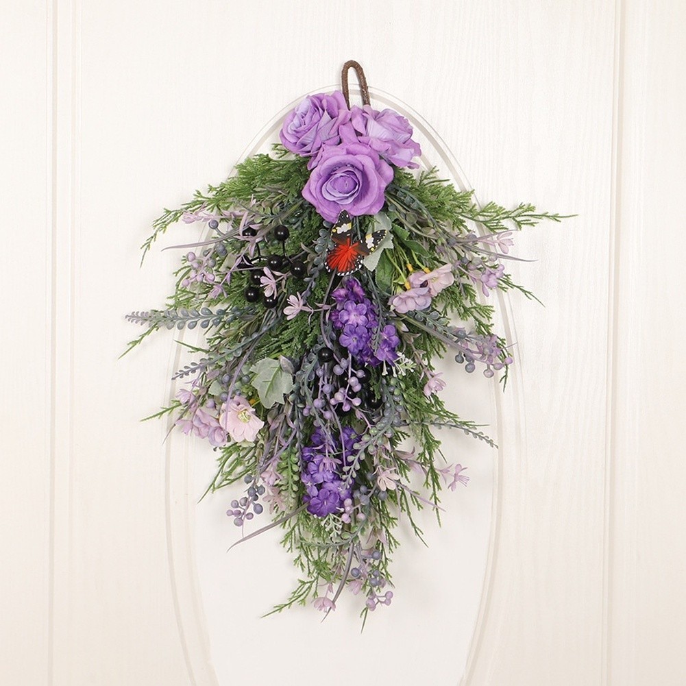 Natural Touch Purple Silk Flower Wall Hanging for Living Room or Bedroom Use