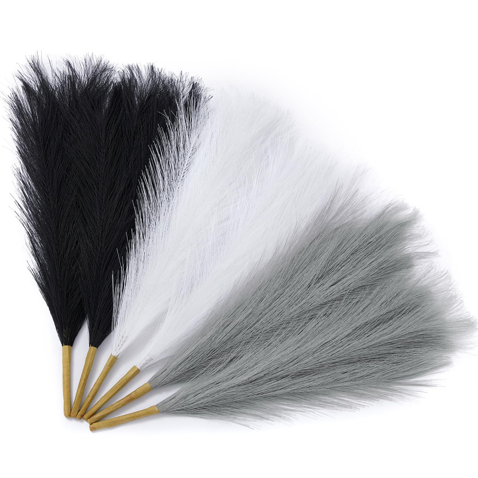 Pampas Grass Decor Black Pampas Decor, 17in 6pcs Faux Pampas Grass Modern Hom…