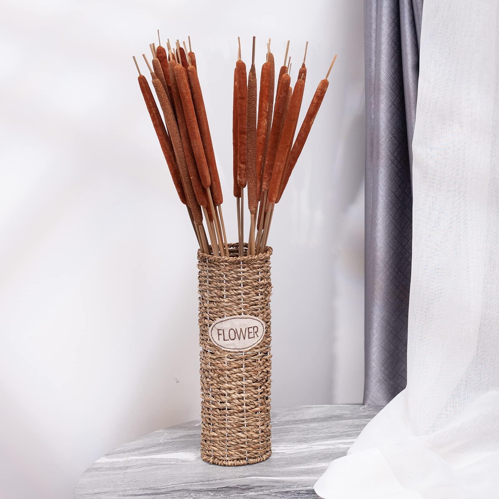 Dried Natural Cattails – 20PCS Jumbo Size for DIY Floral Arrangements and Hom…