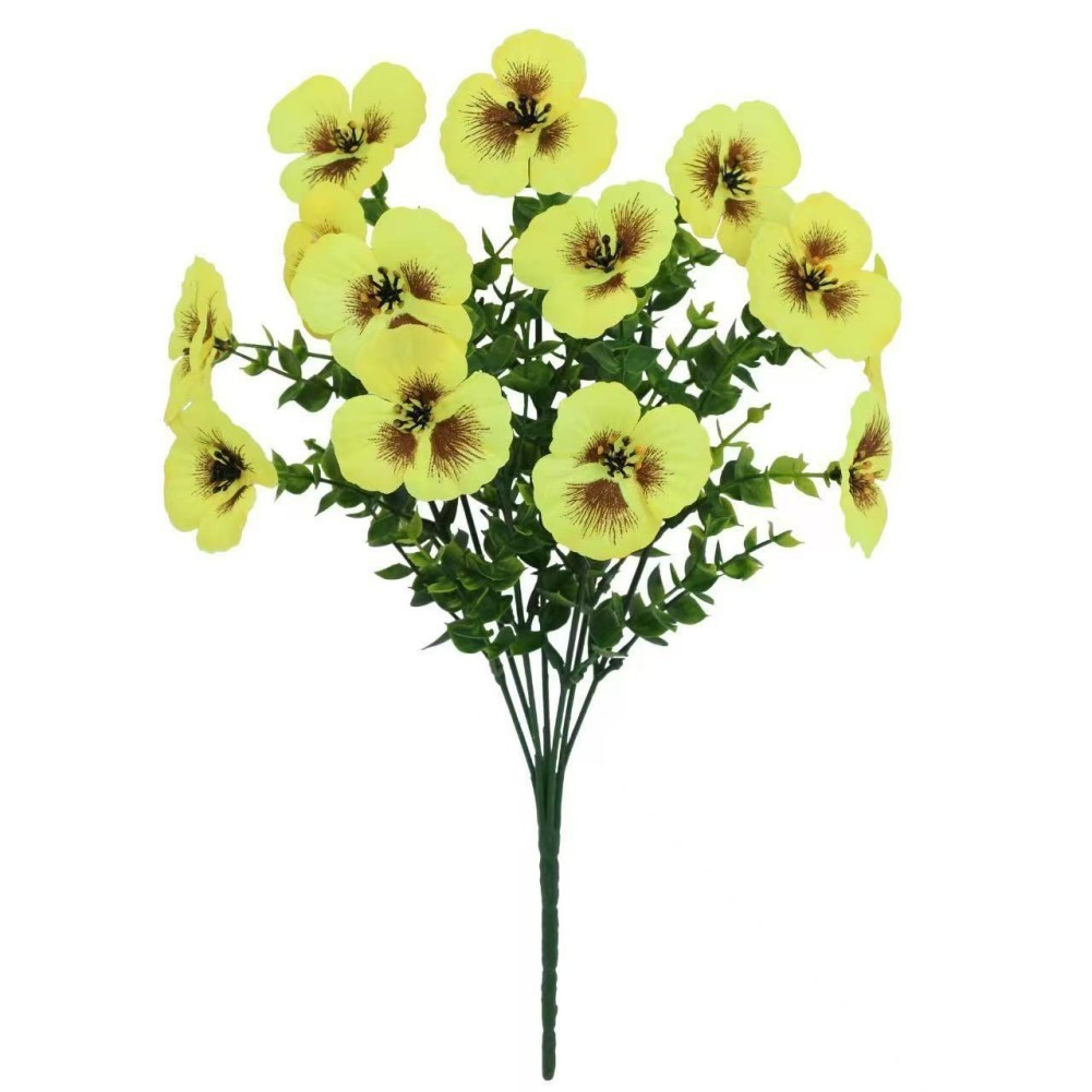 Pansy Fake Flower Bunch 35cm Tricolor Violet for Window Box Arrangement
