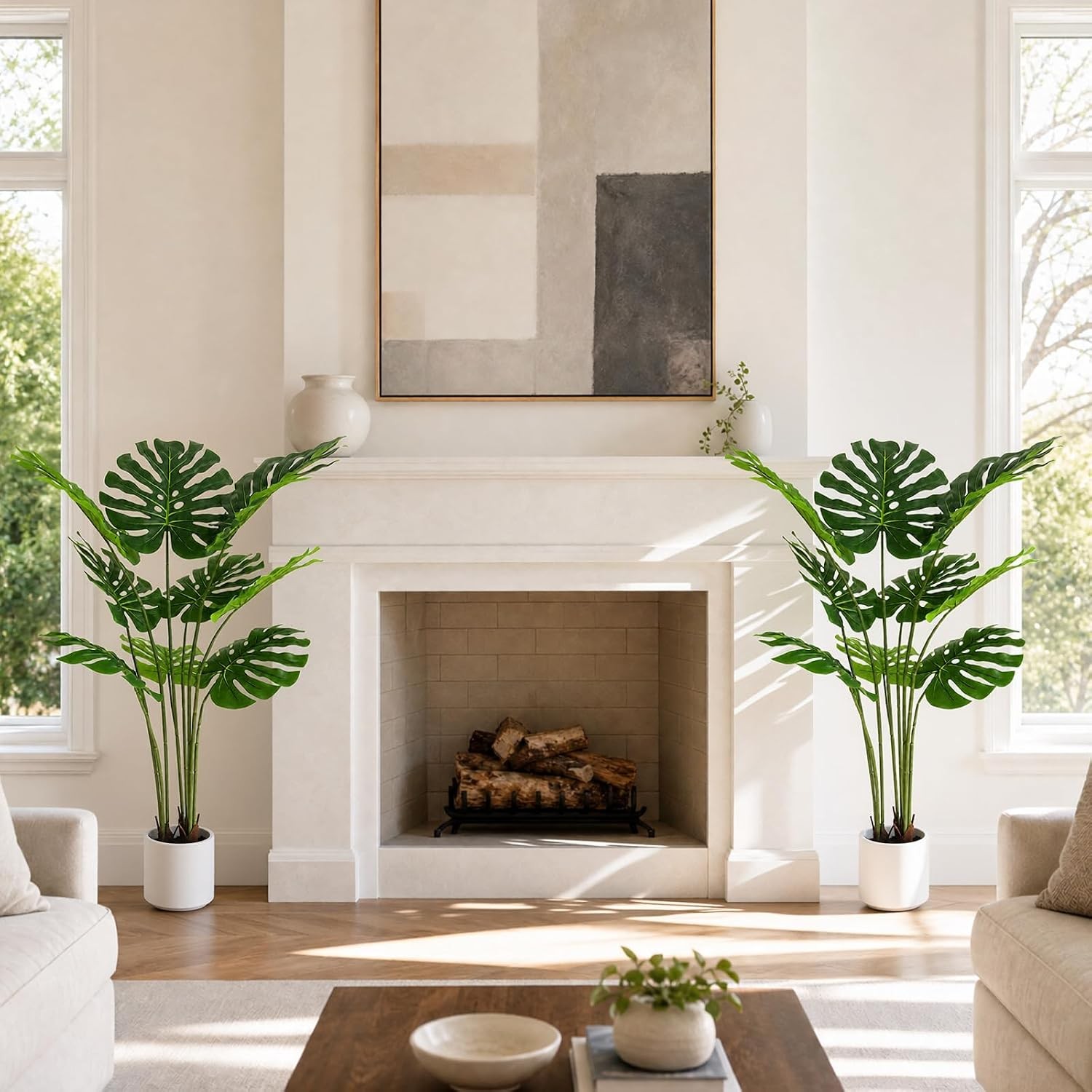 Artificial Monstera Deliciosa Plant 3.6ft, Lifelike Faux Swiss Cheese Floor