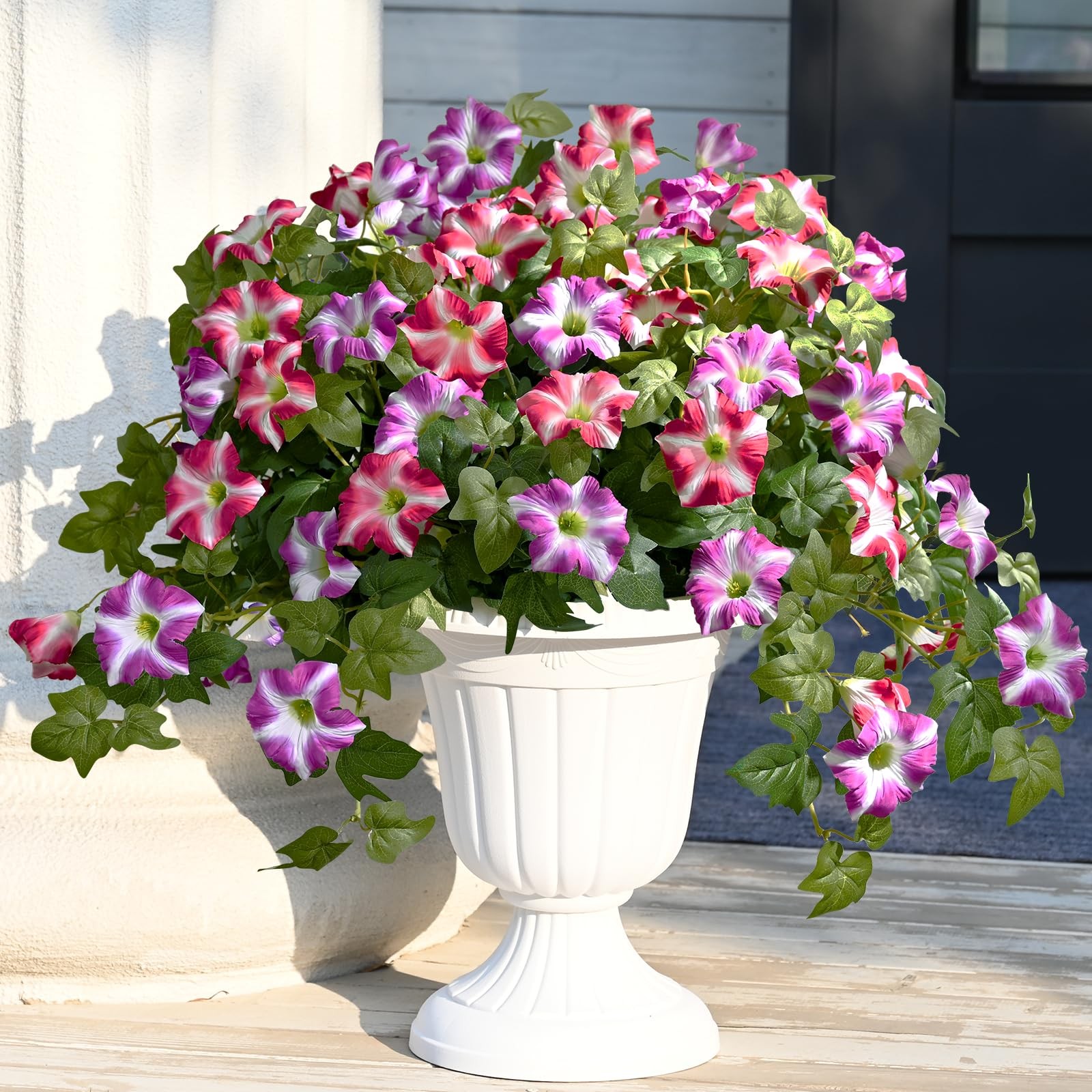 Artificial Flowers for Outdoors, 2Pcs Artificial Petunias UV Resistant Realis…