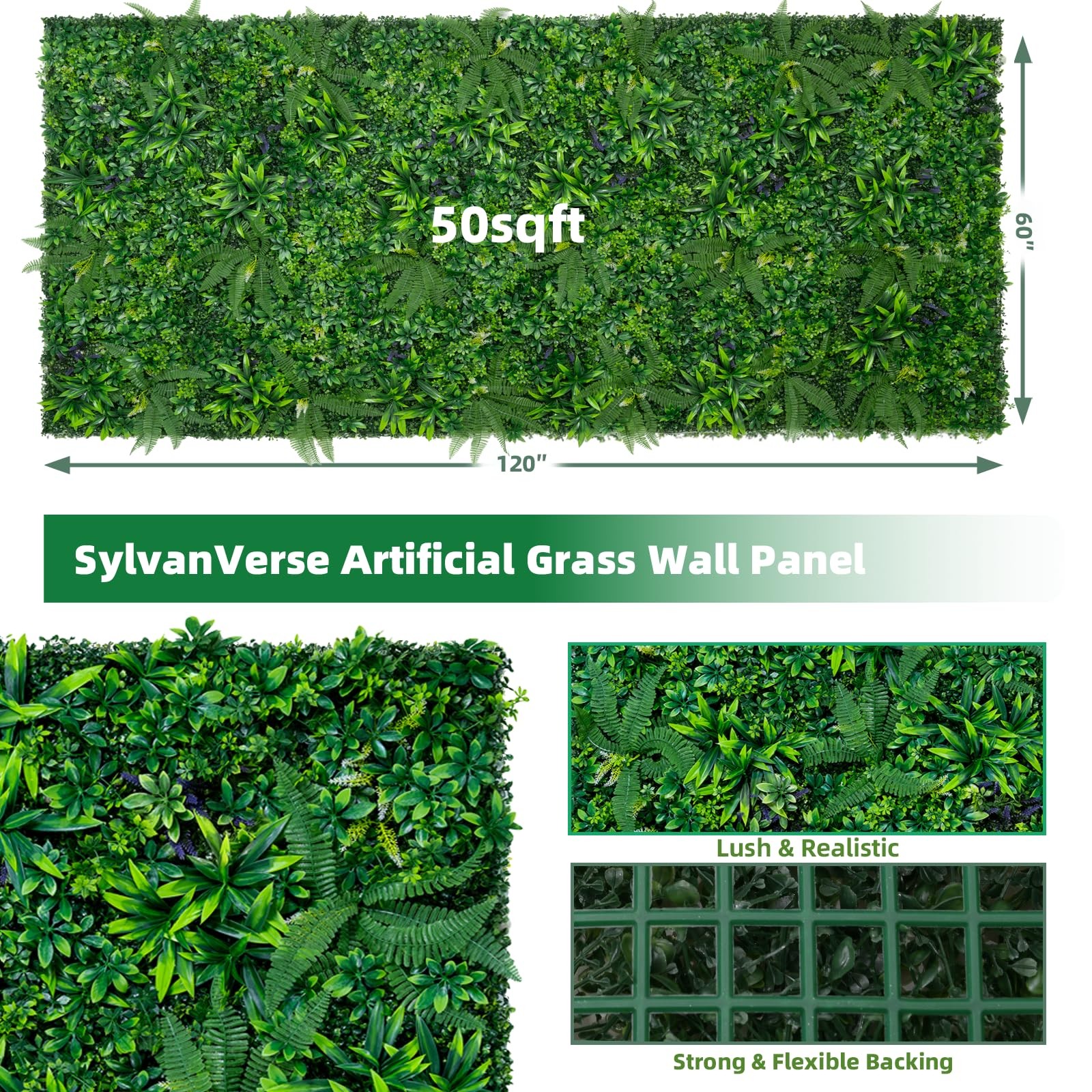 SylvanVerse Artificial Boxwood Roll, 60×120 in(50 sqft) UV-Anti Faux Ivy Gras…