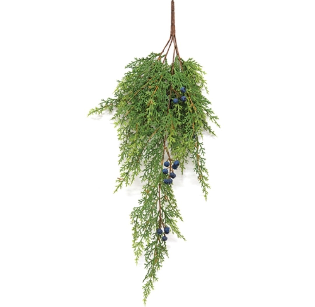 27″ Blue Berry & Cedar Hanging Pine Christmas Winter Floral Pick
