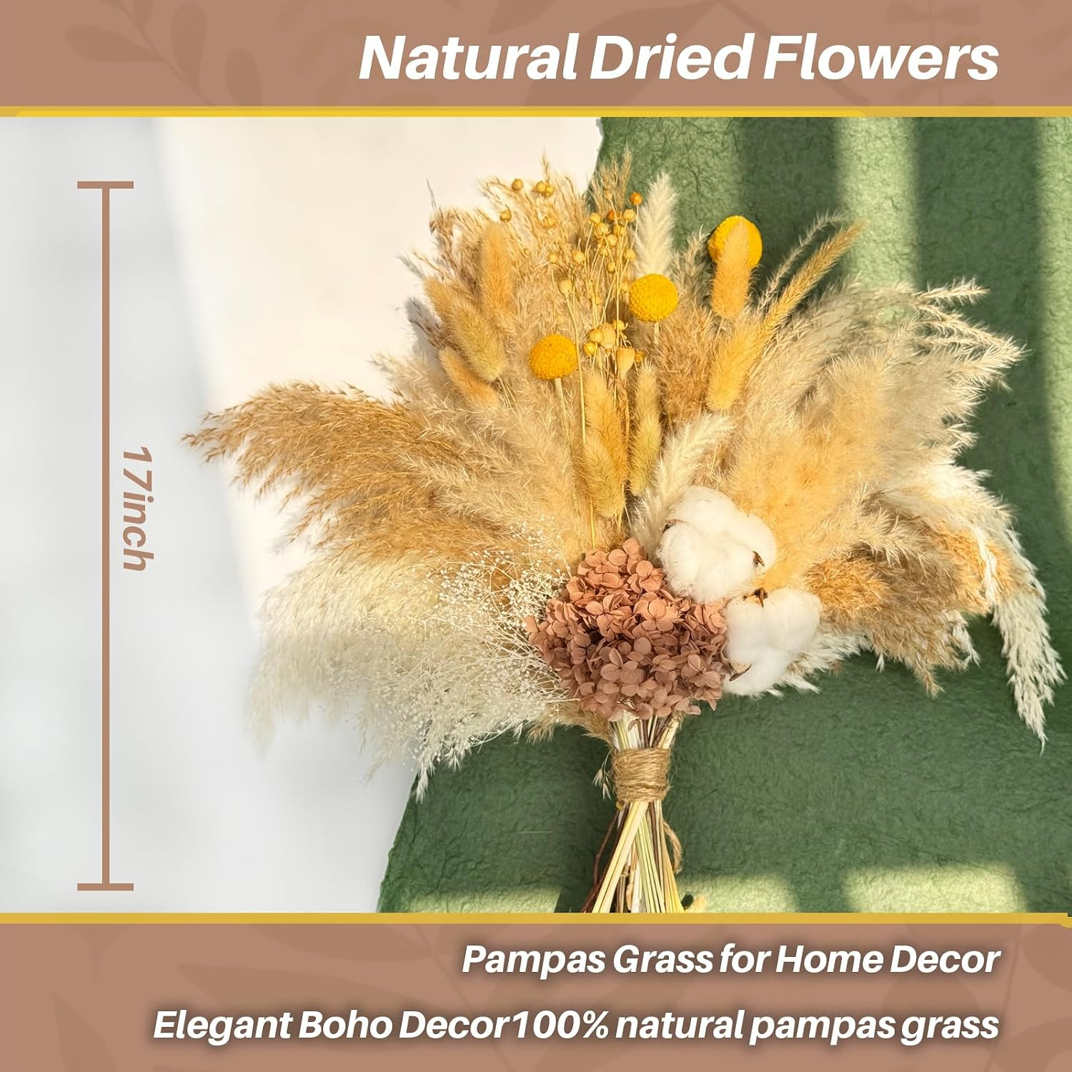 Natural Pampas Grass Bouquet -Cotton Stems,Bunny Tails ,Hydrangea,Fall Dried Flo