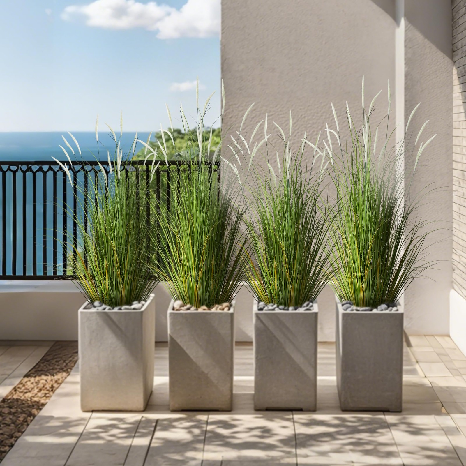 3ft 2-Pack Artificial Cattail Reed Grass, 35in Artificial Indoor Outdoor Fake…