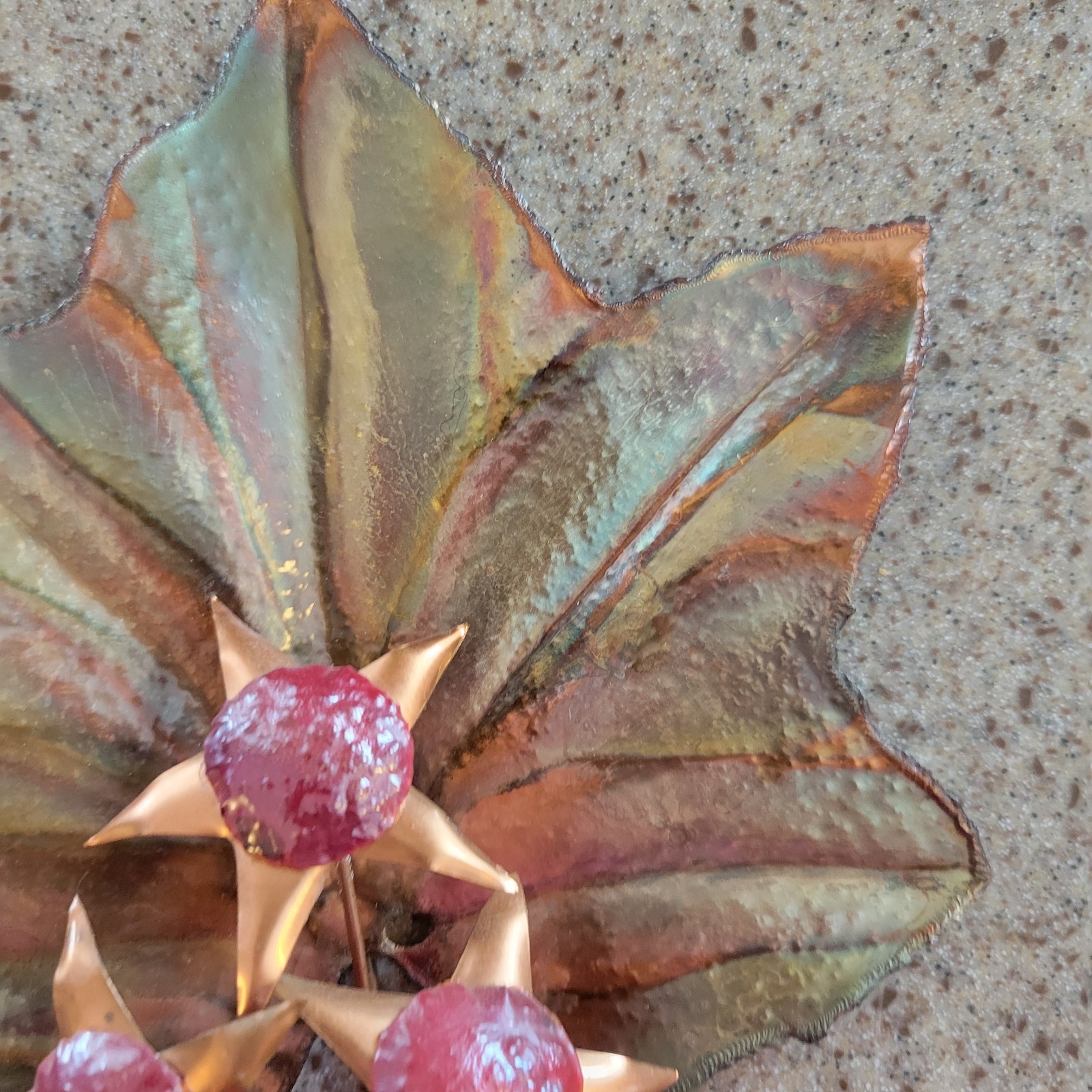 Maple Leaf embellished decor copper finished metal star shaped petals garden