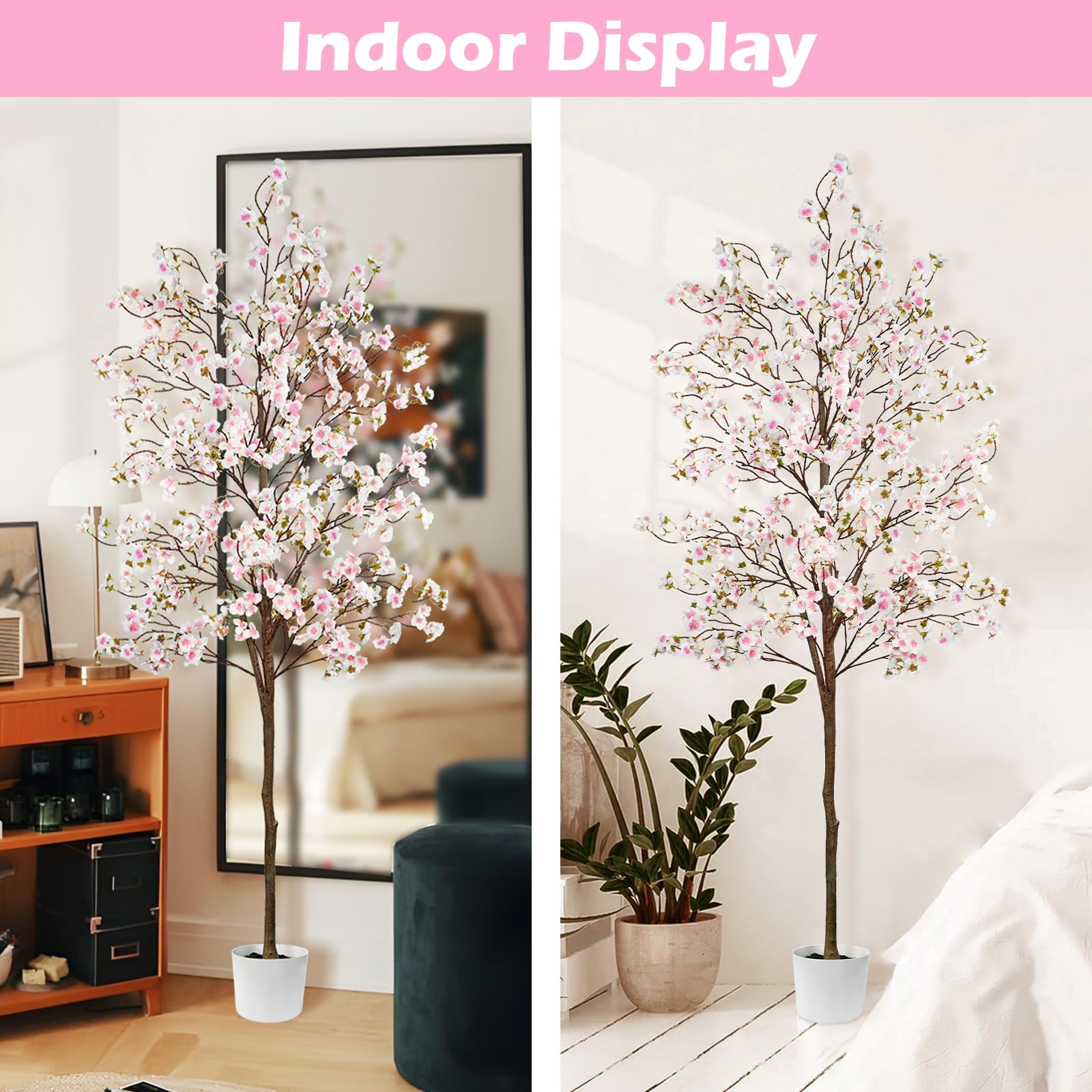 Caxchiling Artificial Pink Cherry Blossom Tree 6FT, Faux Tree Indoor | Realis…